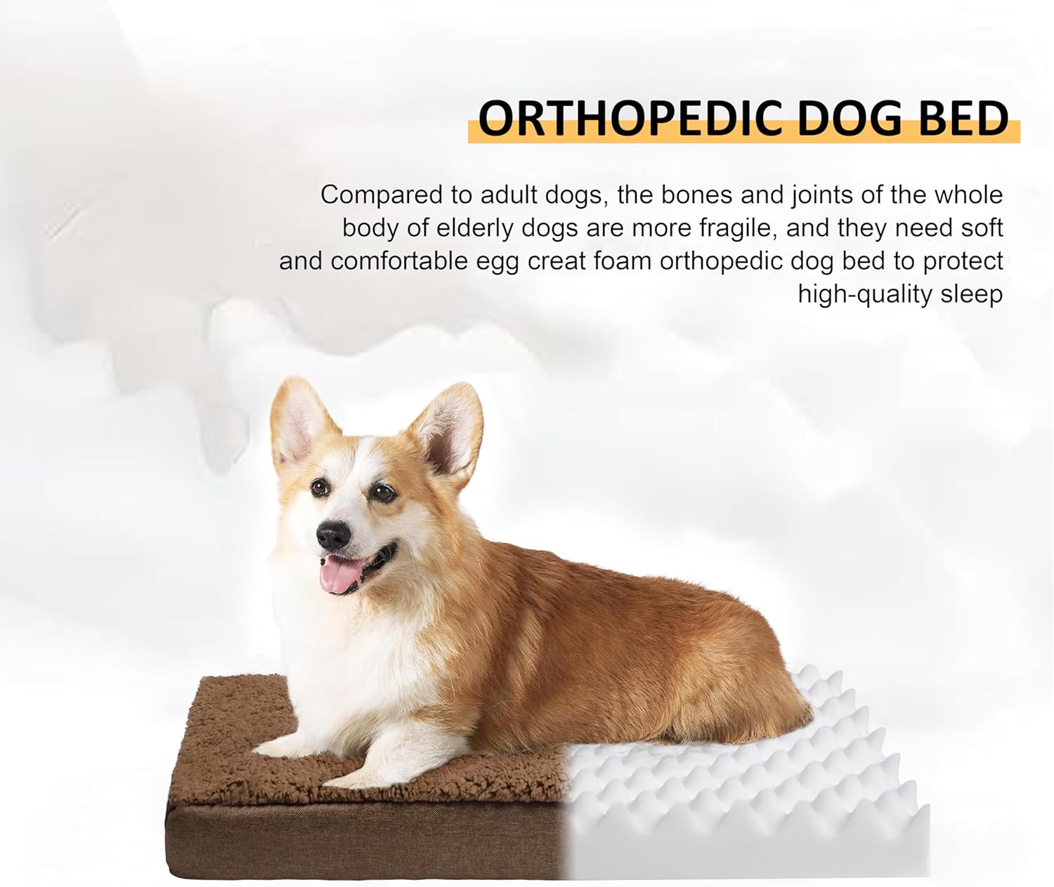Cama para perros grandes, cama ortopédica grande de espuma viscoelástica para perros con funda extraíble lavable y parte inferior antideslizante,