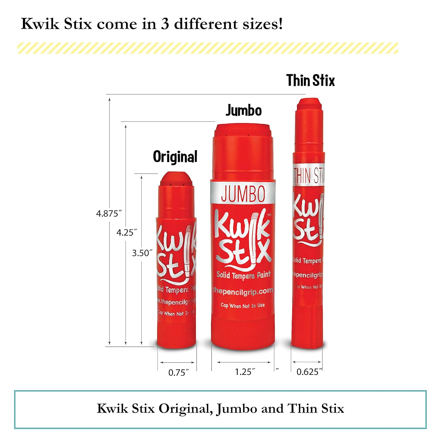 The Pencil Grip Kwik Stix – Pinturas de témpera sólidas, bolígrafos de pintura Stix finos, secado súper rápido, 6 neón, 6 metales y 12 colores