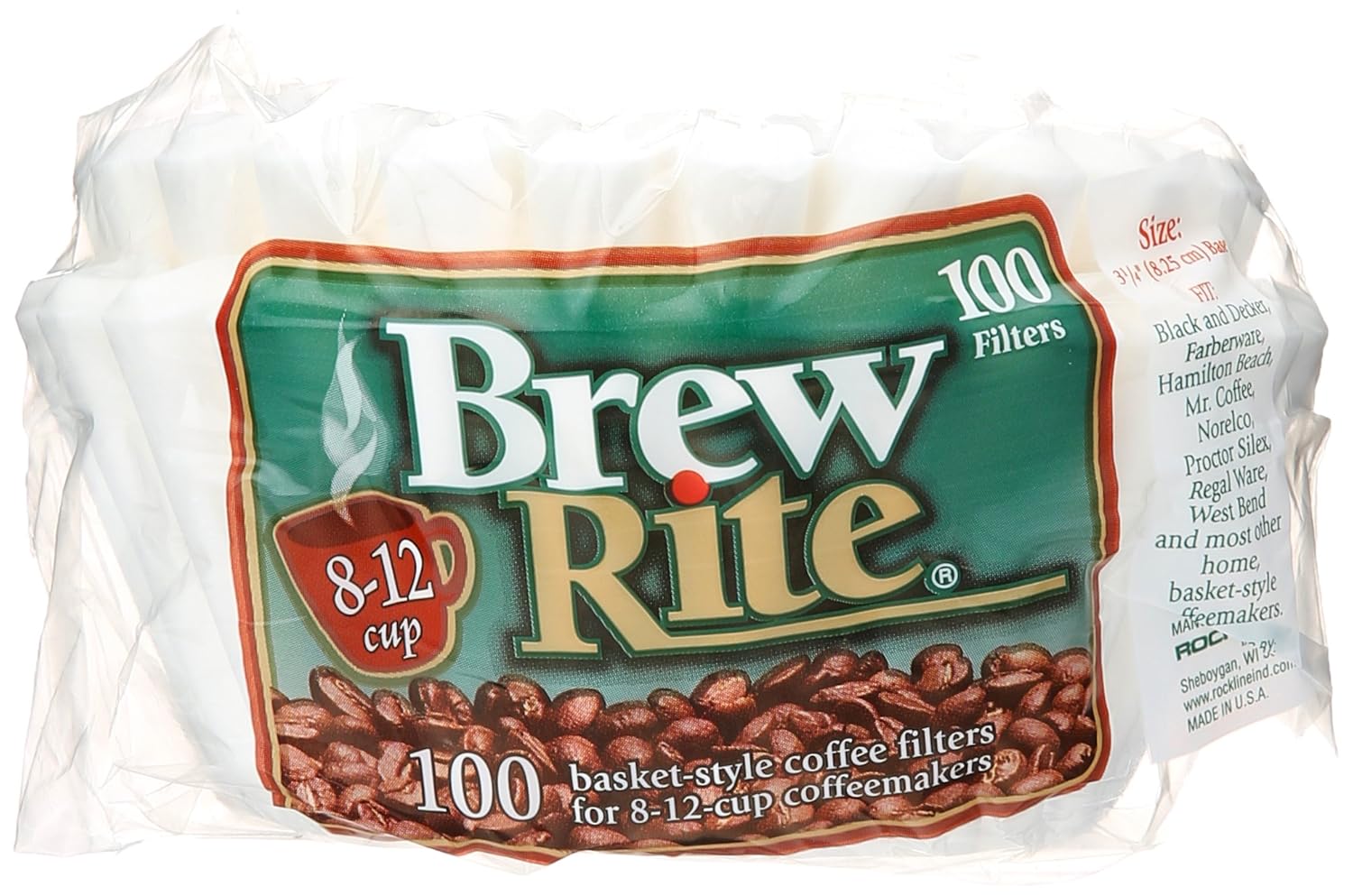 Brew Rite Filtro de café estilo cesta, 100 unidades
