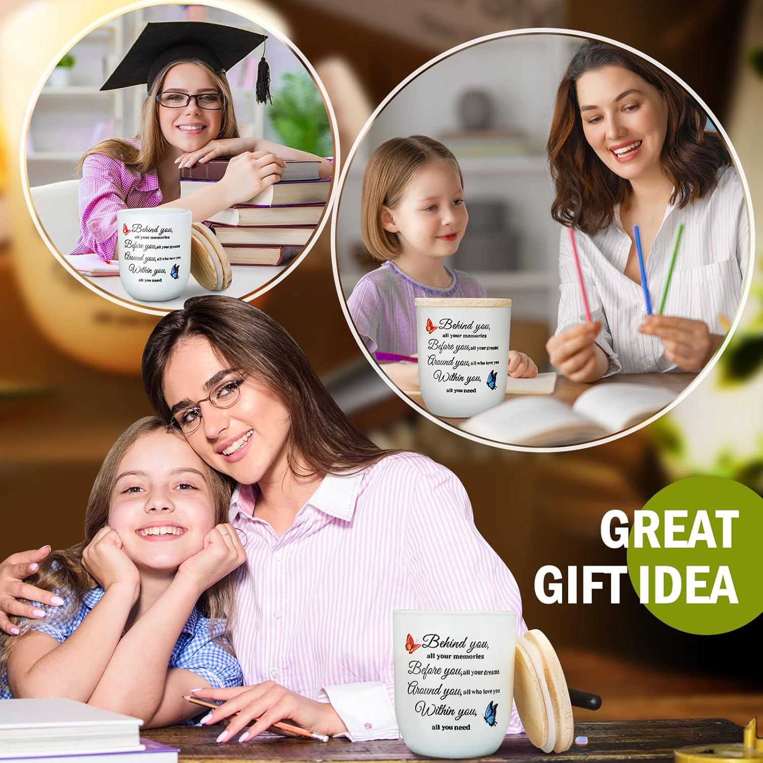 Bucherry Velas inspiradoras de graduación 2024, regalos para mujeres y hombres, regalos de graduación 2024, felicitaciones de graduación,