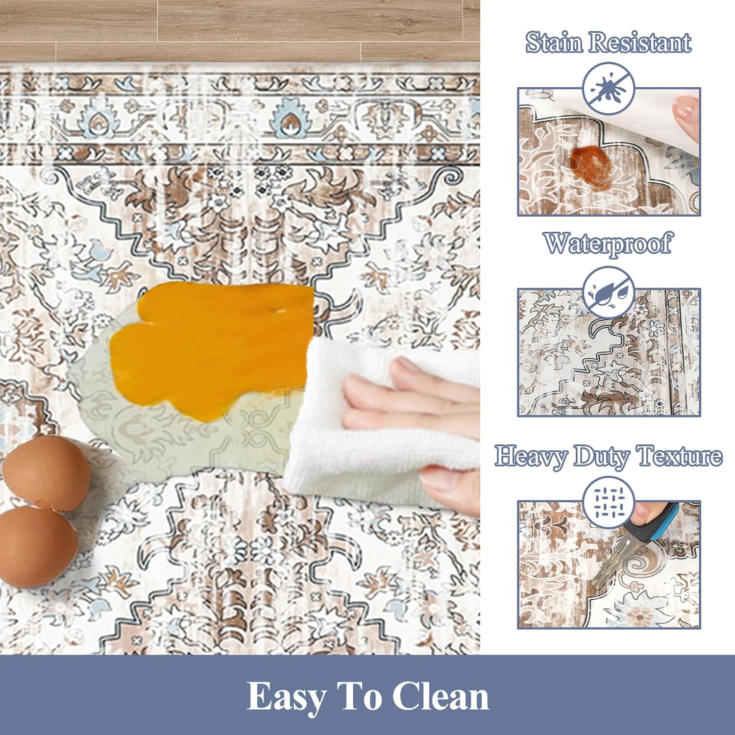 HEBE – Juego de 2 alfombras de cocina acolchadas antifatiga, impermeables, antideslizantes, cómodas, para cocina, oficina en casa, fregadero,