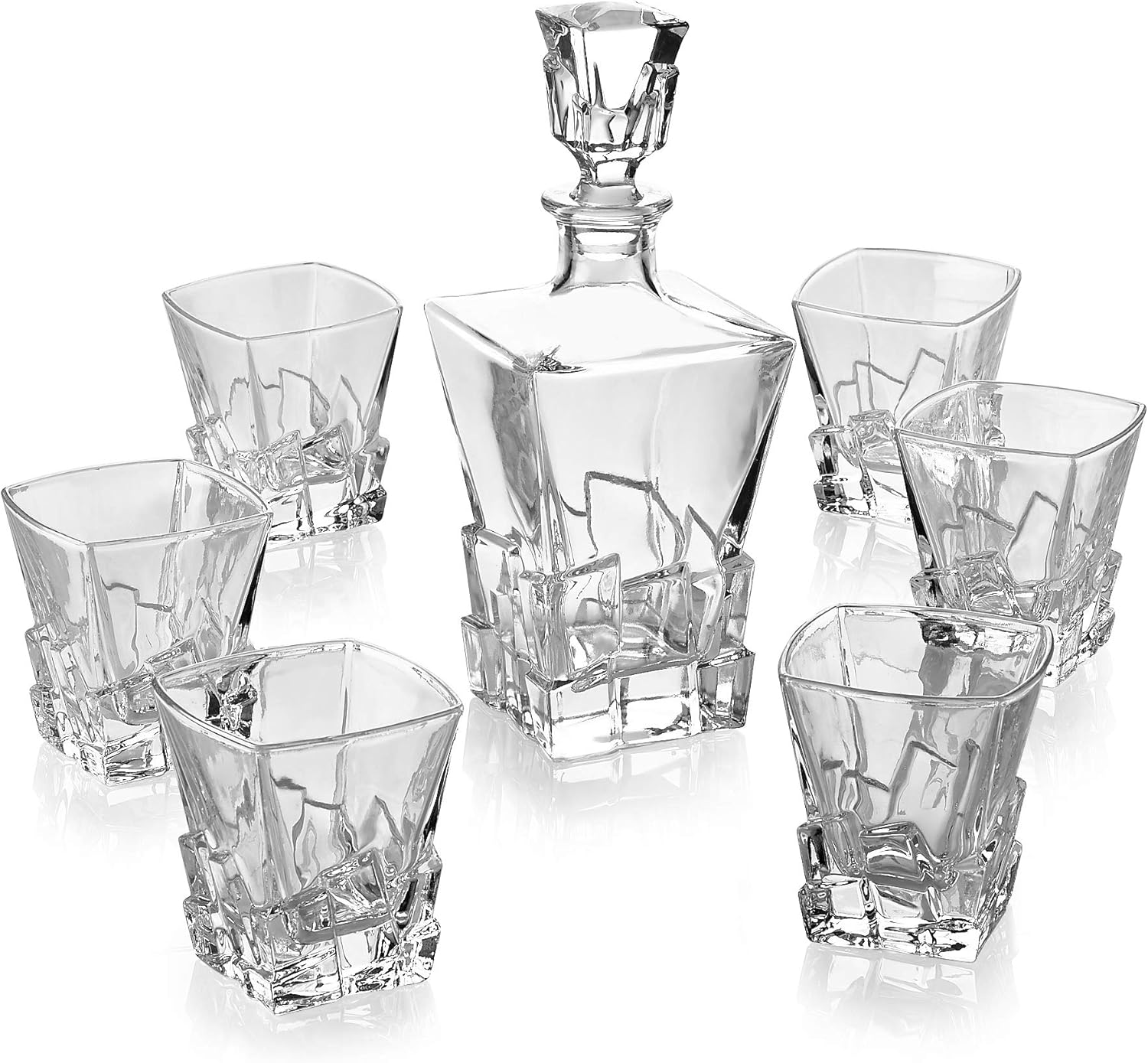 PARNOO Juego de 7 decantadores de whisky, incluye decantador y 6 vasos de whisky