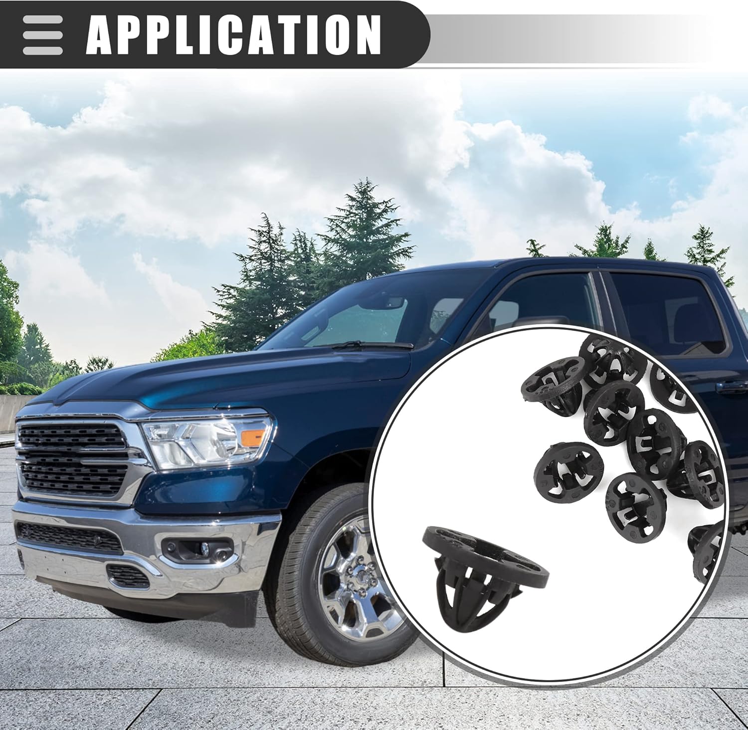 Motoforti Clips de montaje de luz trasera, clips de retención de ojales para Dodge para Ram 1500 2007-2008, plástico, 68084593AA, negro, 10 unidades