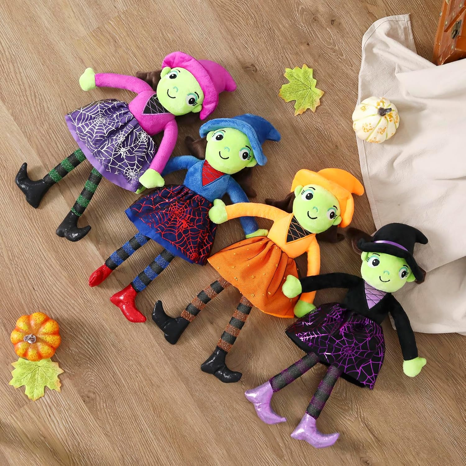 Muñecas de bruja linda de peluche de bruja pequeña para decoración de fiesta de Halloween, juguetes de bebé (morado, 16 pulgadas)