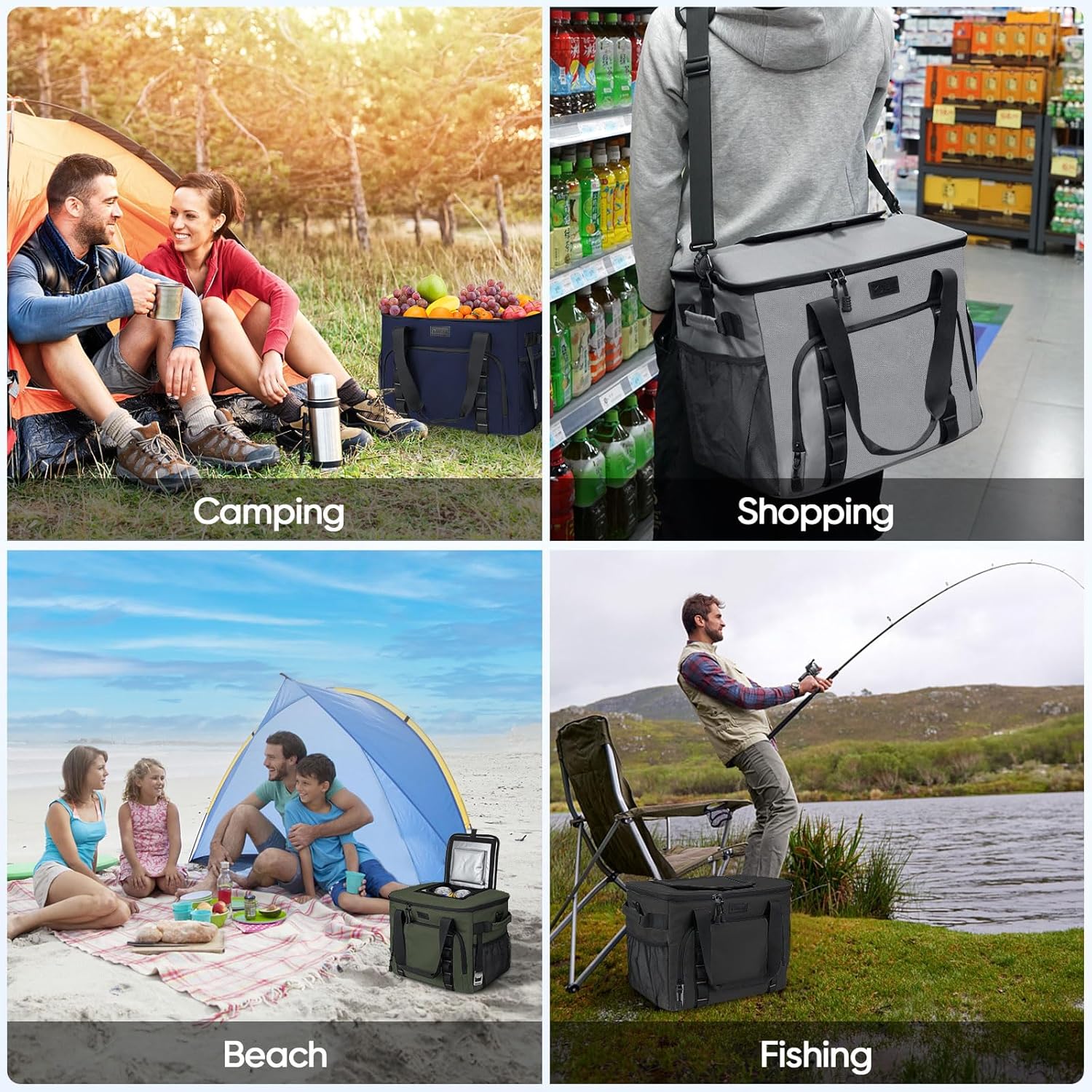 BALEINE Bolsa térmica suave extragrande, enfriador portátil a prueba de fugas, volumen de 4060 latas para playa, camping, kayak, viajes y viajes por