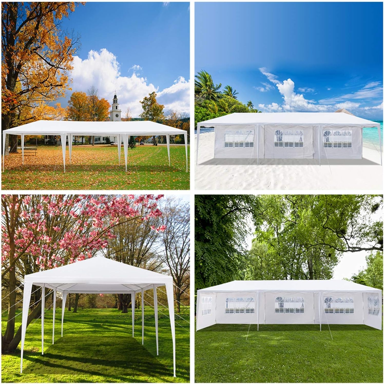 Homgrace Tienda de campaña con dosel de 10 x 30 pies, carpa para fiesta de boda al aire libre, kiosco, resistente, 5 paredes extraíbles (10 x 30