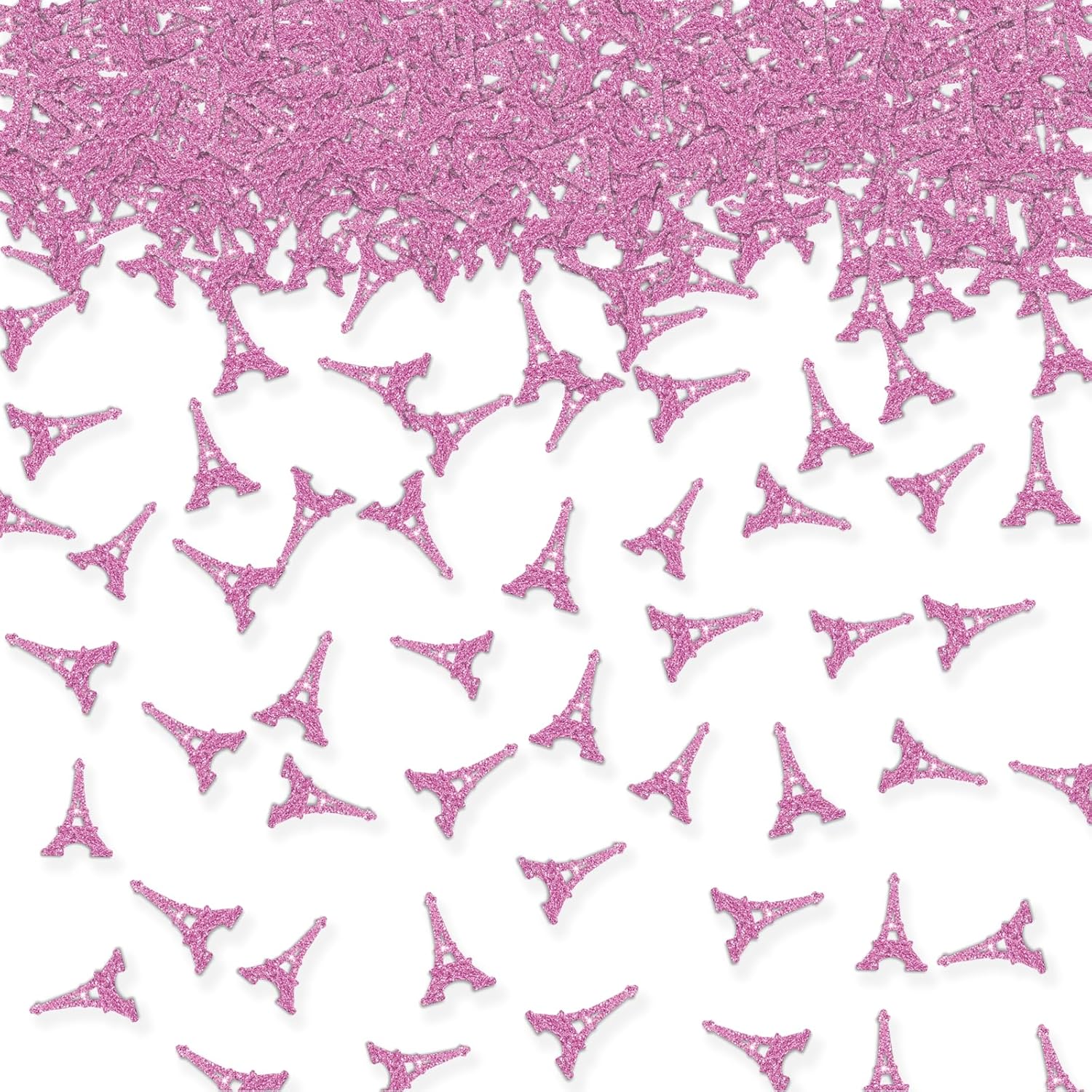 100 piezas de confeti de la torre Eiffel, confeti de mesa de fiesta de París con purpurina rosa, dispersos de papel para fiesta temática francesa de