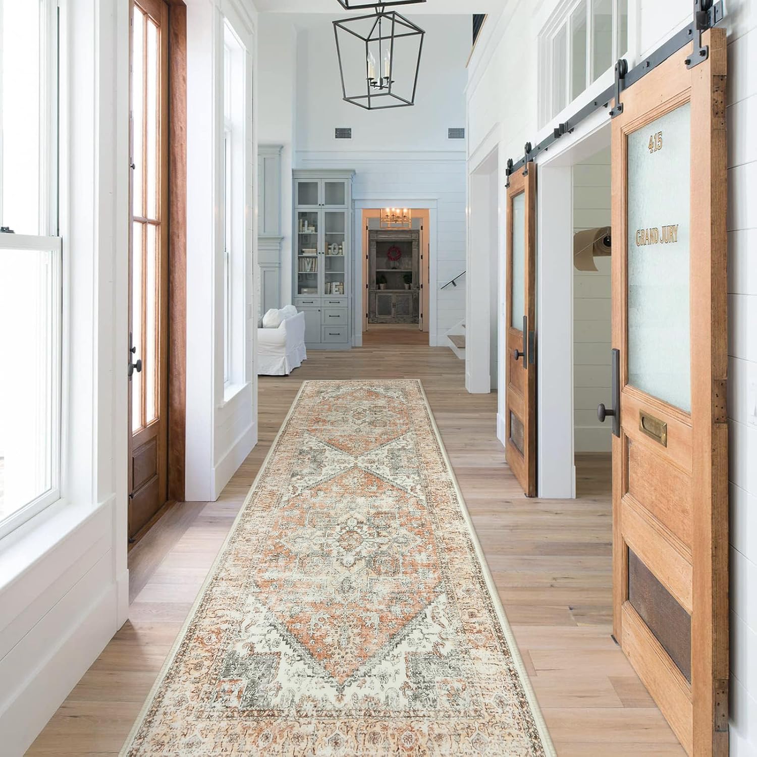 LIVEBOX Alfombra lavable a máquina de 2.5 x 8 pulgadas, con medallones, alfombra larga de cocina, alfombra decorativa ultrafina para mesita de