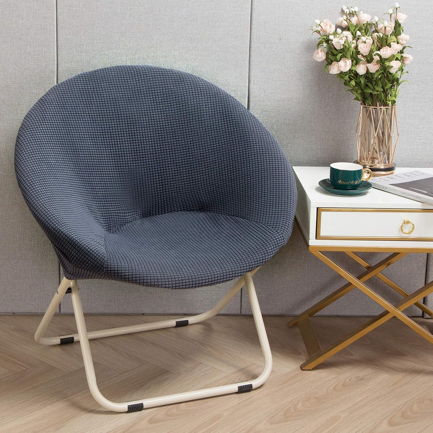 SearchI Funda elástica para silla redonda con platillo solamente, fundas de repuesto de jacquard para silla de luna, protector de asiento extraíble