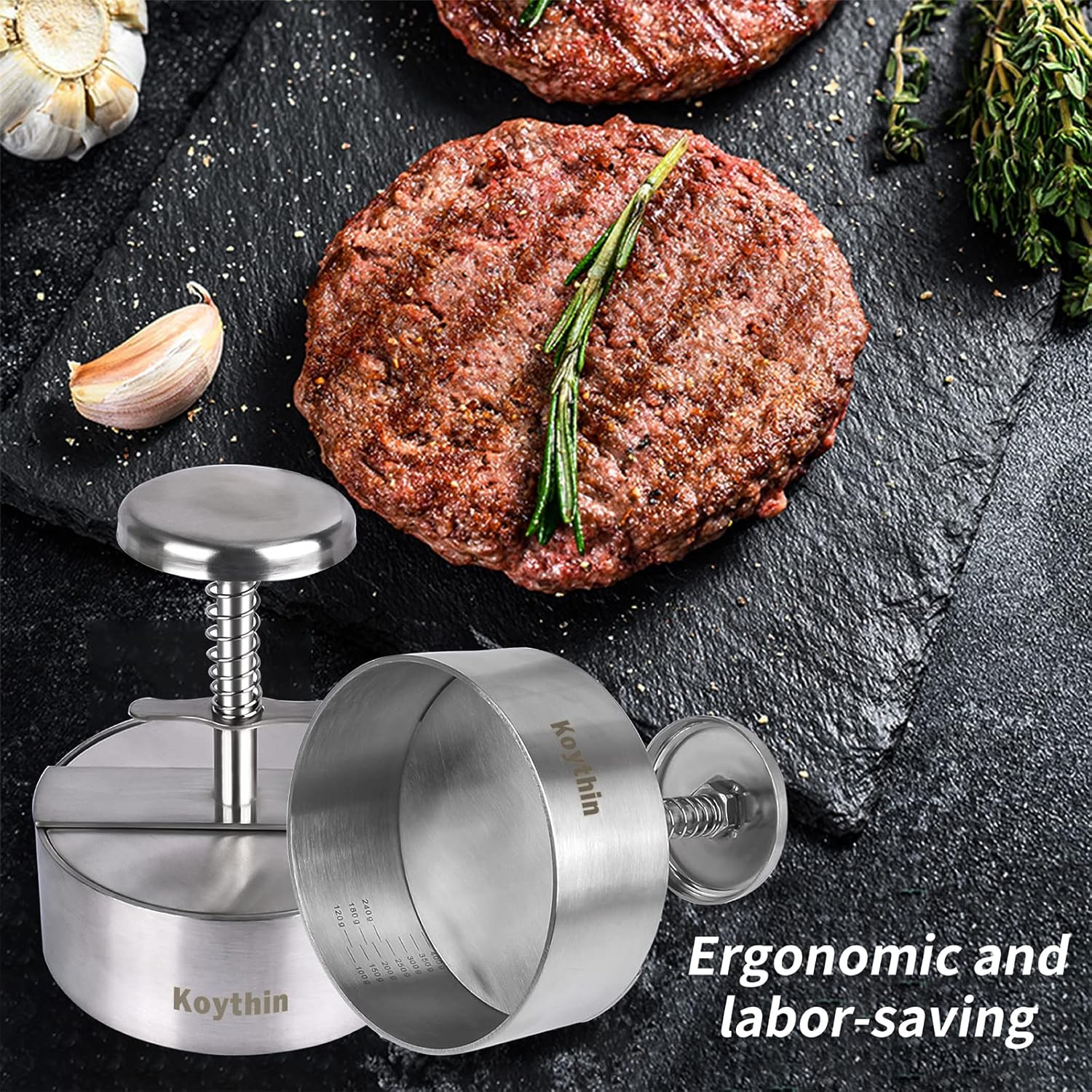 Koythin Prensa de hamburguesas, máquina de prensa ajustable para hamburguesas, molde antiadherente para hacer hamburguesas, molde adecuado para