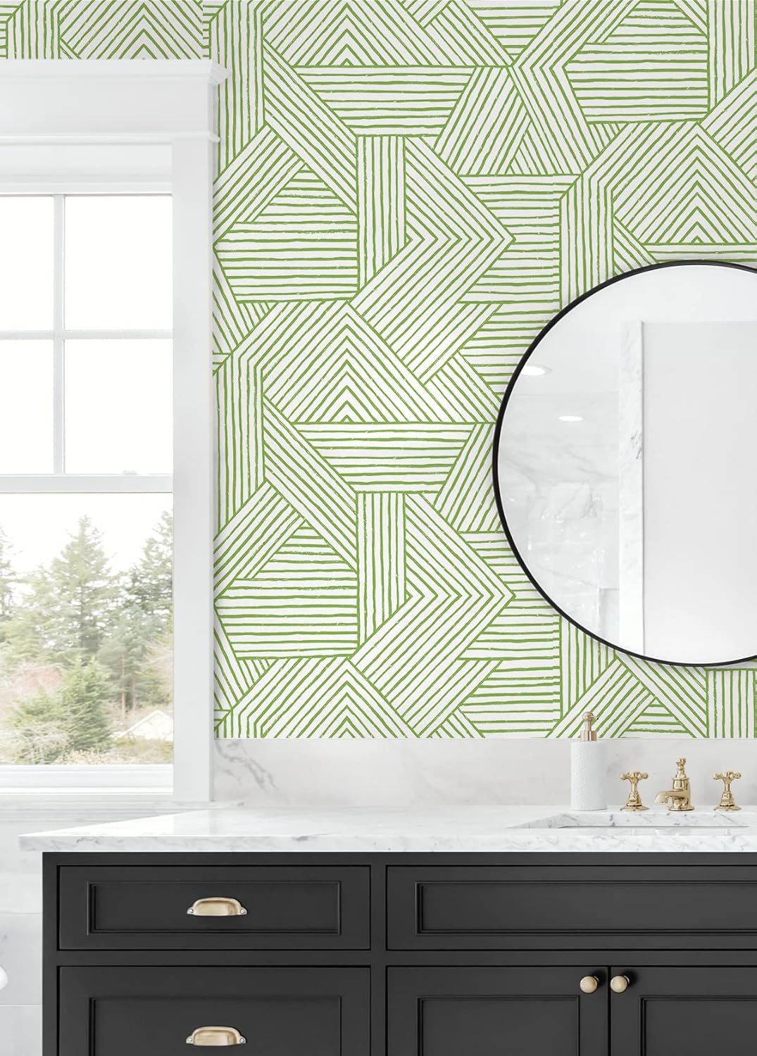 NextWall Stacy Garcia Home – Papel tapiz geométrico grabado sintético (verde primaveral)