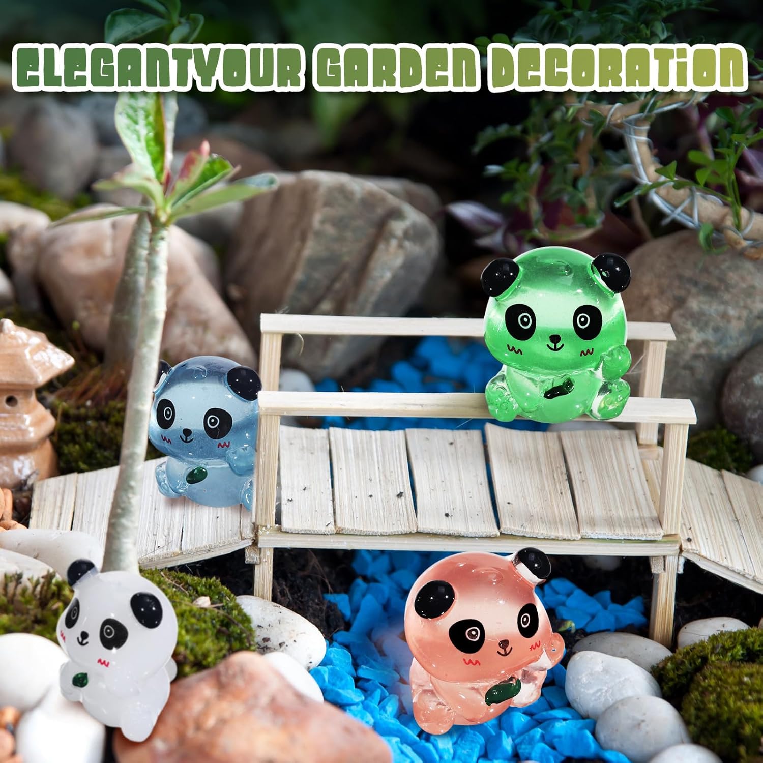 35 figuras luminosas de mini panda en miniatura, lindos animales, decoración de paisaje, que brillan en la oscuridad, mini figuras de animales de