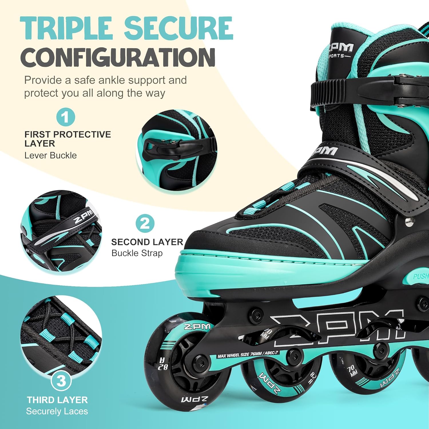 2PM SPORTS Patines en línea ajustables para niños de 4 a 12 años, patines Inlie para niñas y niños de 5 a 8 a 12 años con ruedas de luz completa,