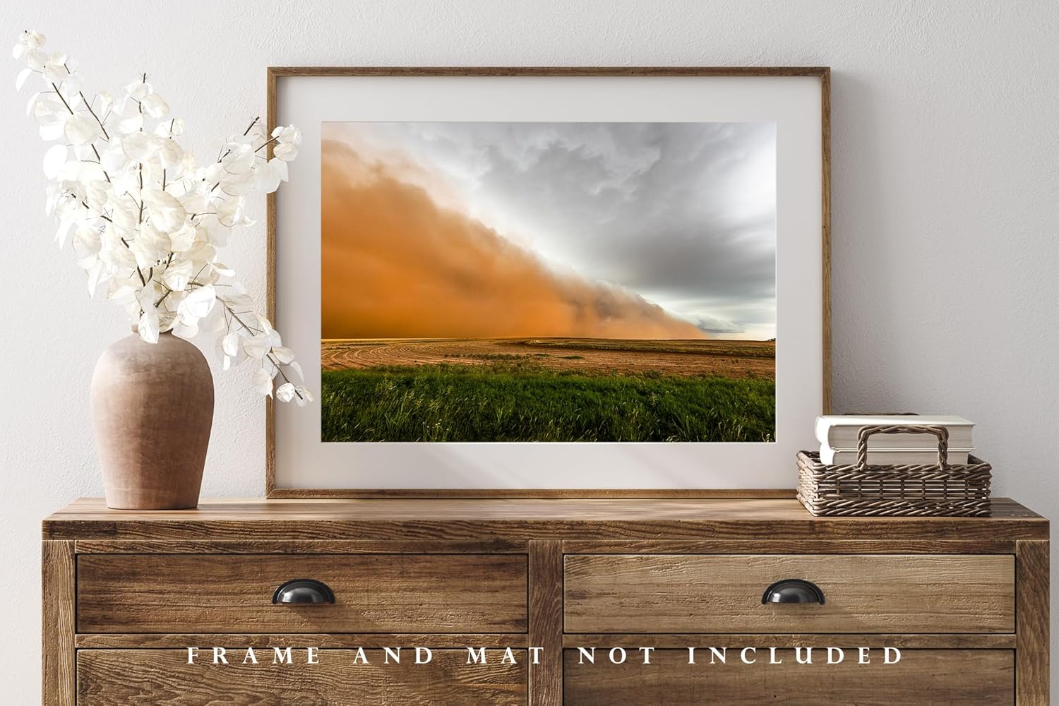 Haboob Photography Print (Not Framed) Picture of Dust Storm Sweeping Over Field on Stormy Spring Day in Texas Weather Wall Art Nature Decor (8″ x