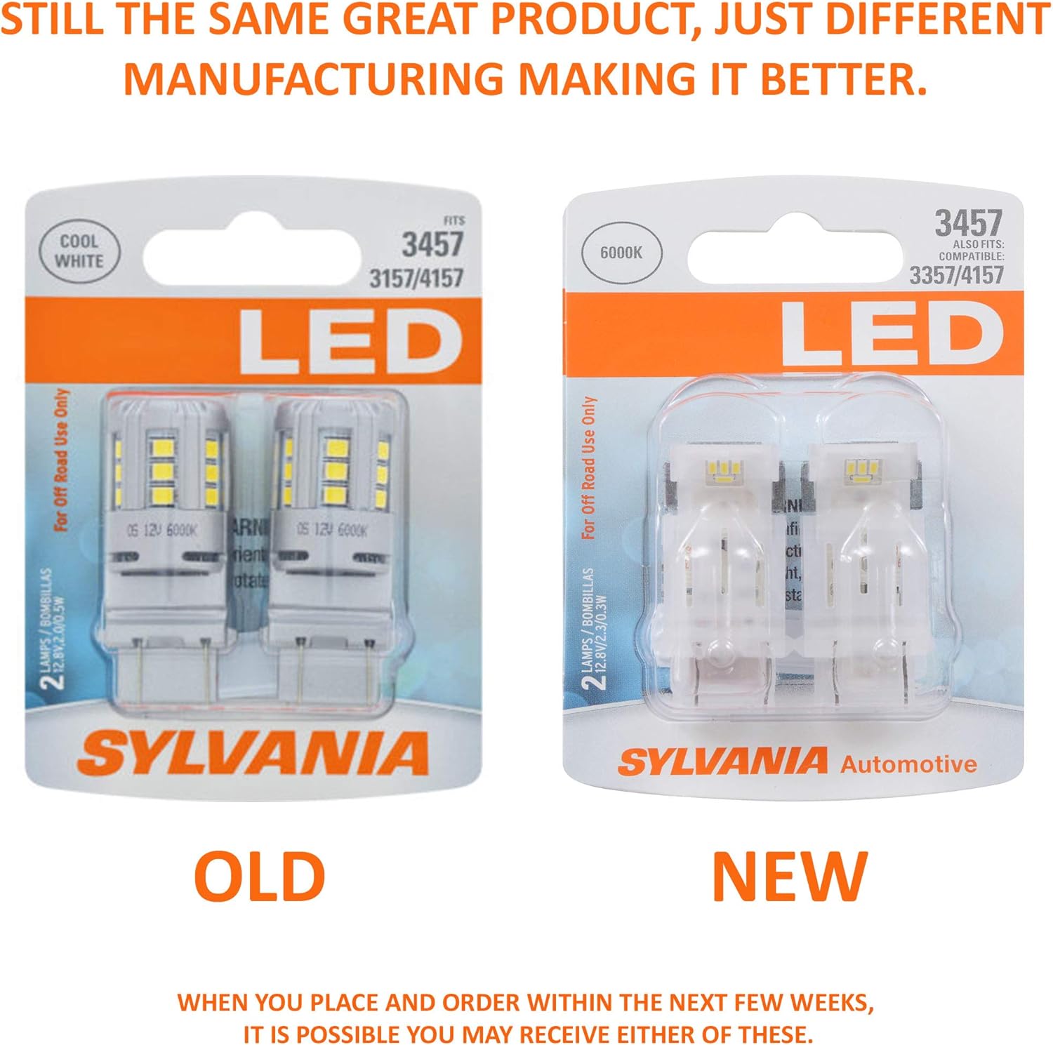 SYLVANIA – Mini bombilla LED blanca 3457 – Bombillas LED brillantes, ideales para aplicaciones de freno, estacionamiento, cola y señal de giro.