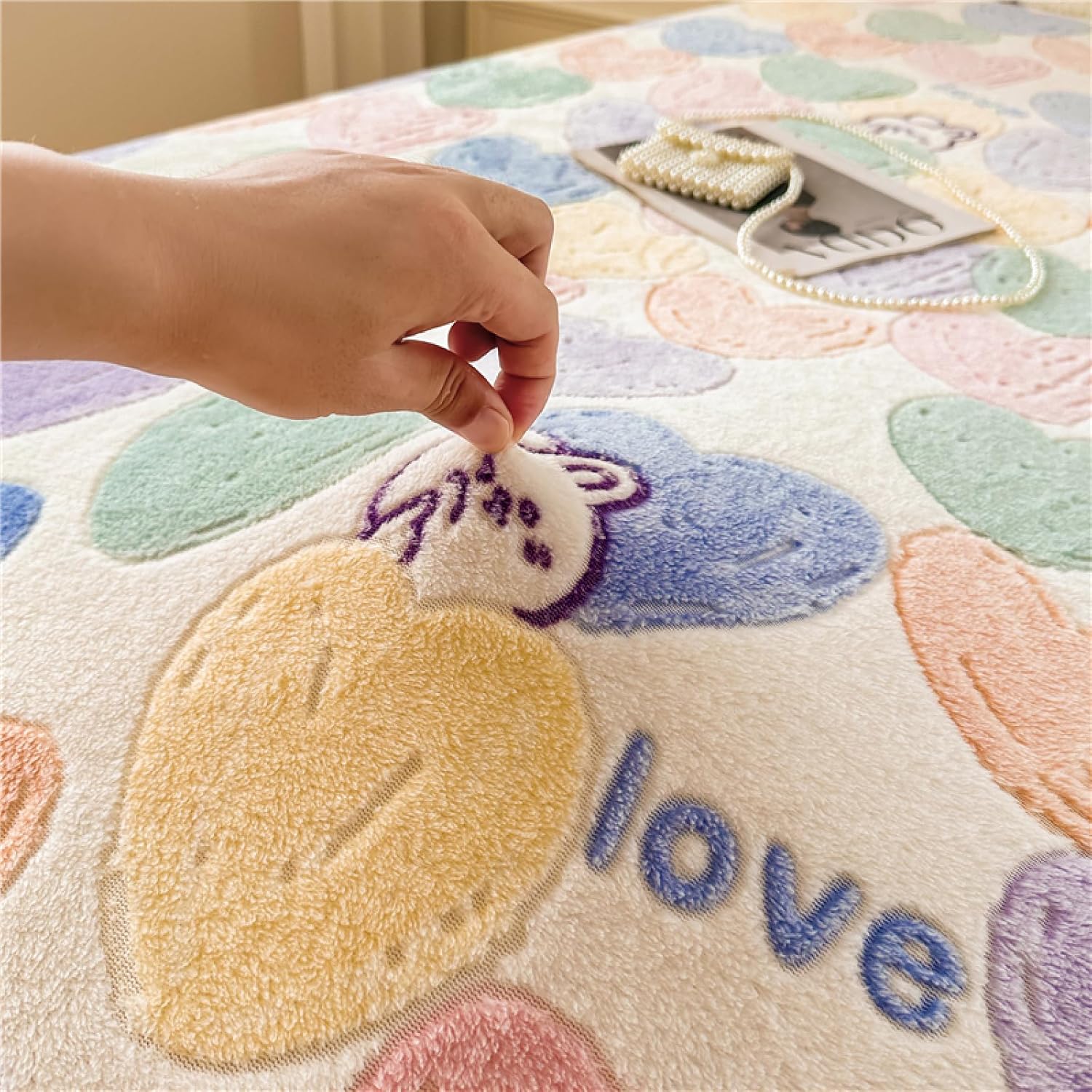 Sábana bajera ajustable tamaño Queen, funda de colchón de dibujos animados, sábana de cama de felpa, cálida y elástica para invierno, para niños,