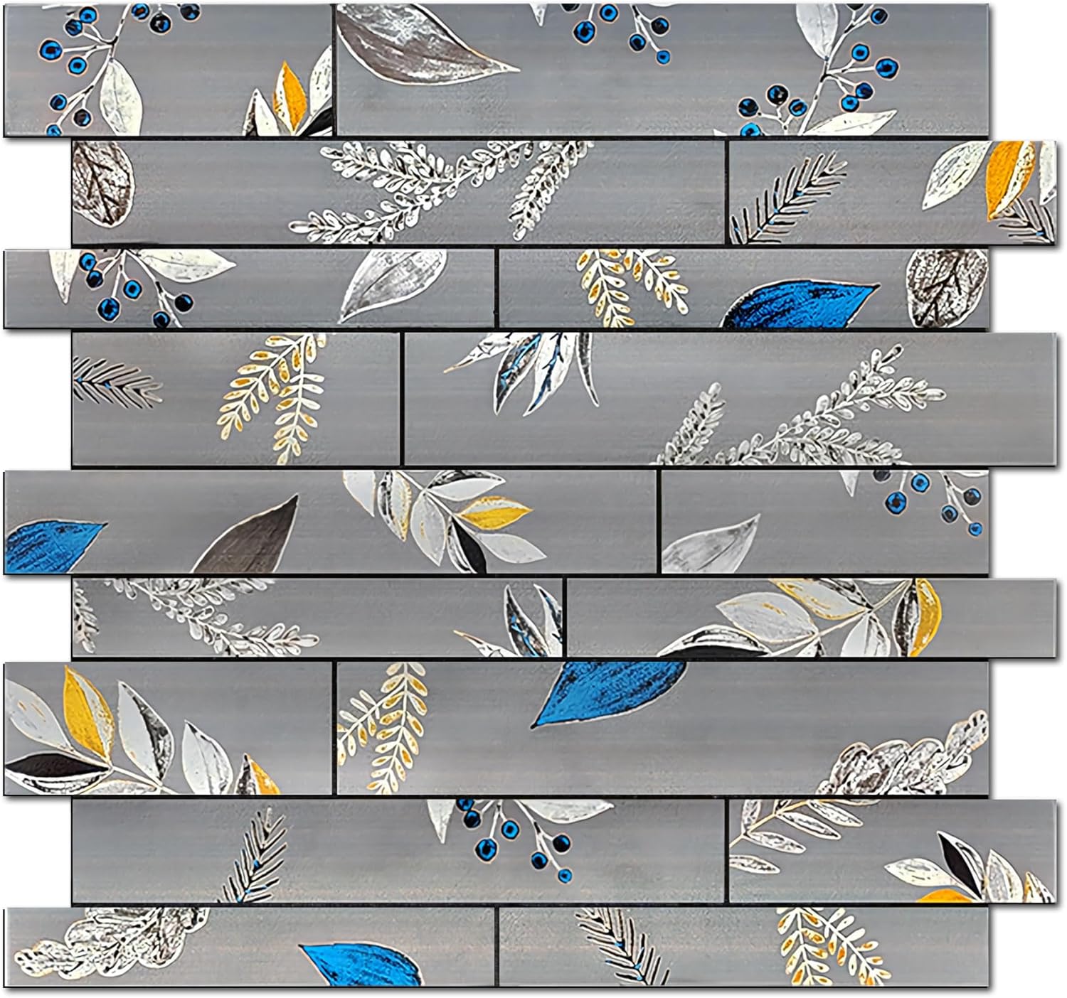 Azulejos para salpicaduras de cocina y baño  Azulejos de pared autoadhesivos de PVC con patrón de hojas irregulares  10 unidades (gris)