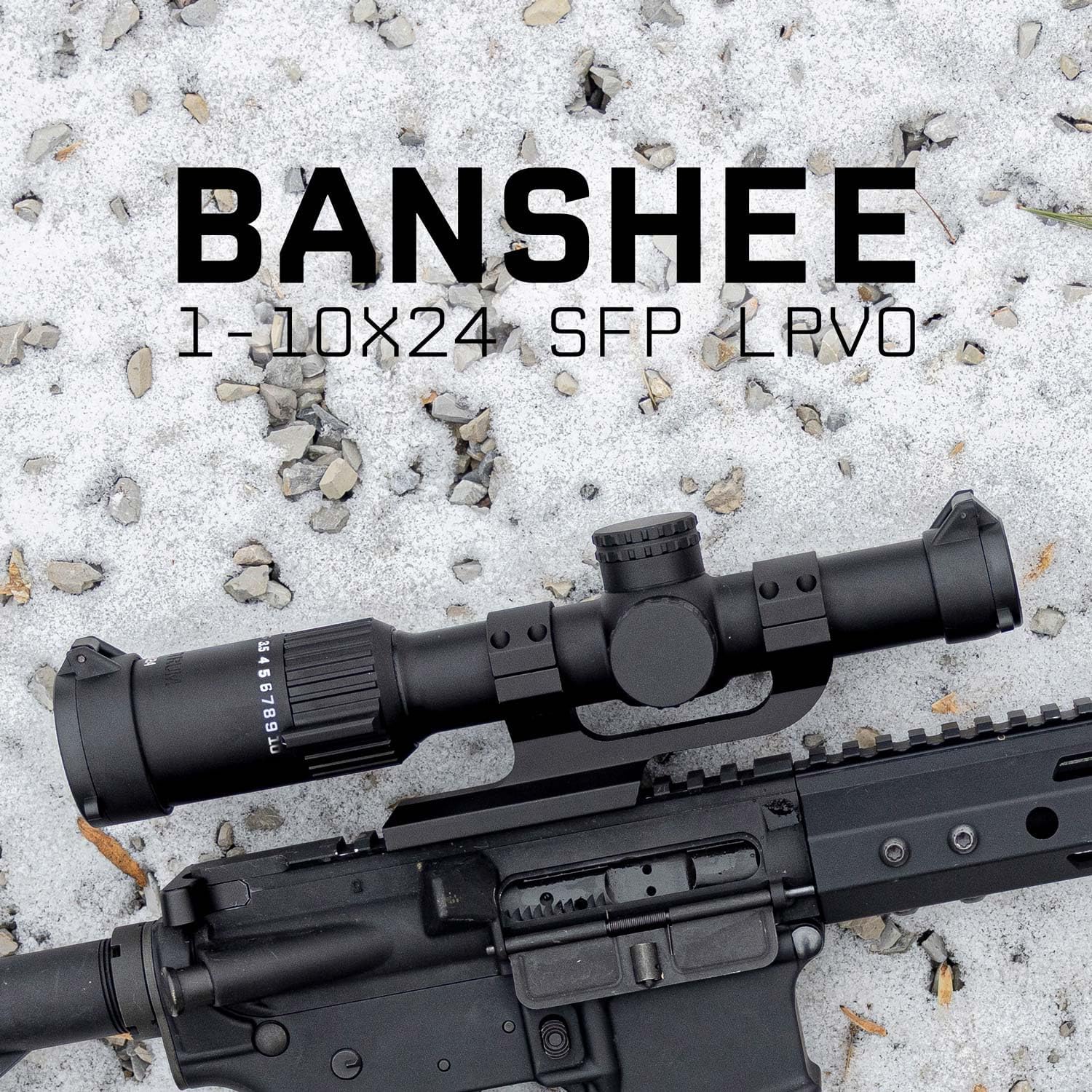 Monstrum Alcance de rifle Banshee ED 1-10×24 LPVO con soporte de alcance compensado