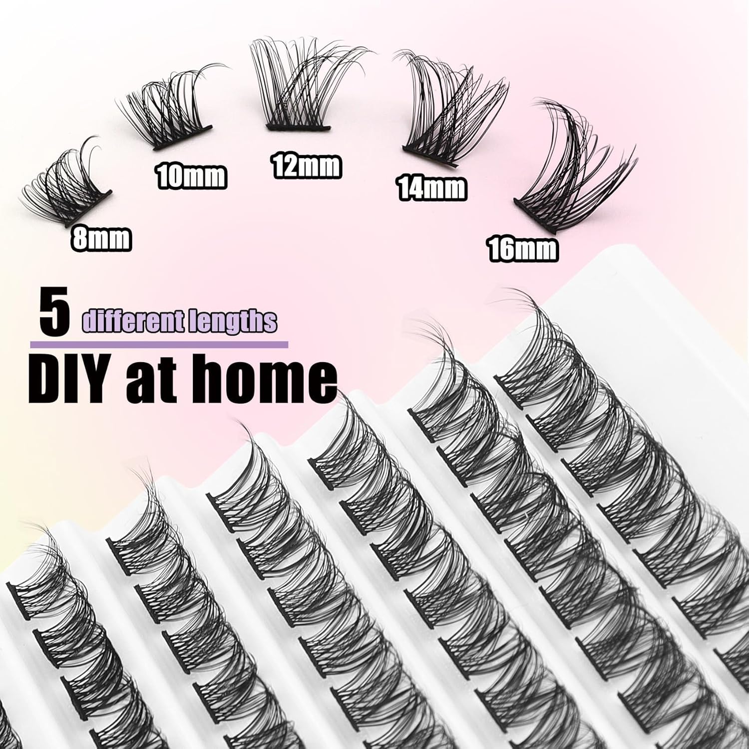 Veleasha Kit de extensiones de pestañas de 120 unidades, para colocar en casa, con unión y sello impermeable, y pinzas para pestañas, rizo D, kit de