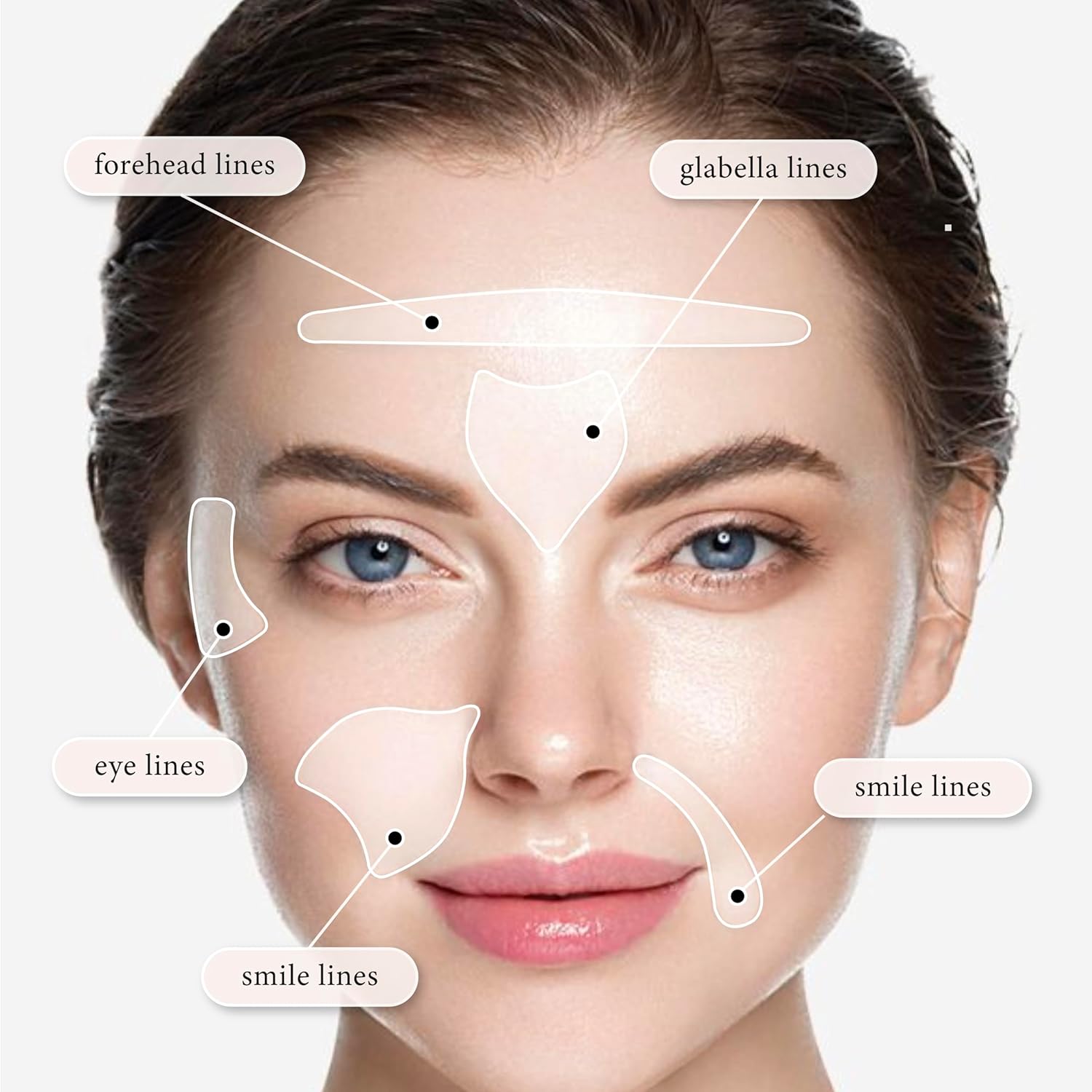 Cara, arrugas de ojos, parches de arrugas en la frente para la cara durante la noche – 72 piezas