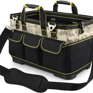 Toocust – Bolsa de herramientas, base moldeada impermeable de 15 pulgadas, bolsa de herramientas de boca ancha con múltiples bolsillos, parte Toocust – Bolsa de herramientas, base moldeada impermeable de 15 pulgadas, bolsa de herramientas de boca ancha con múltiples bolsillos, parte