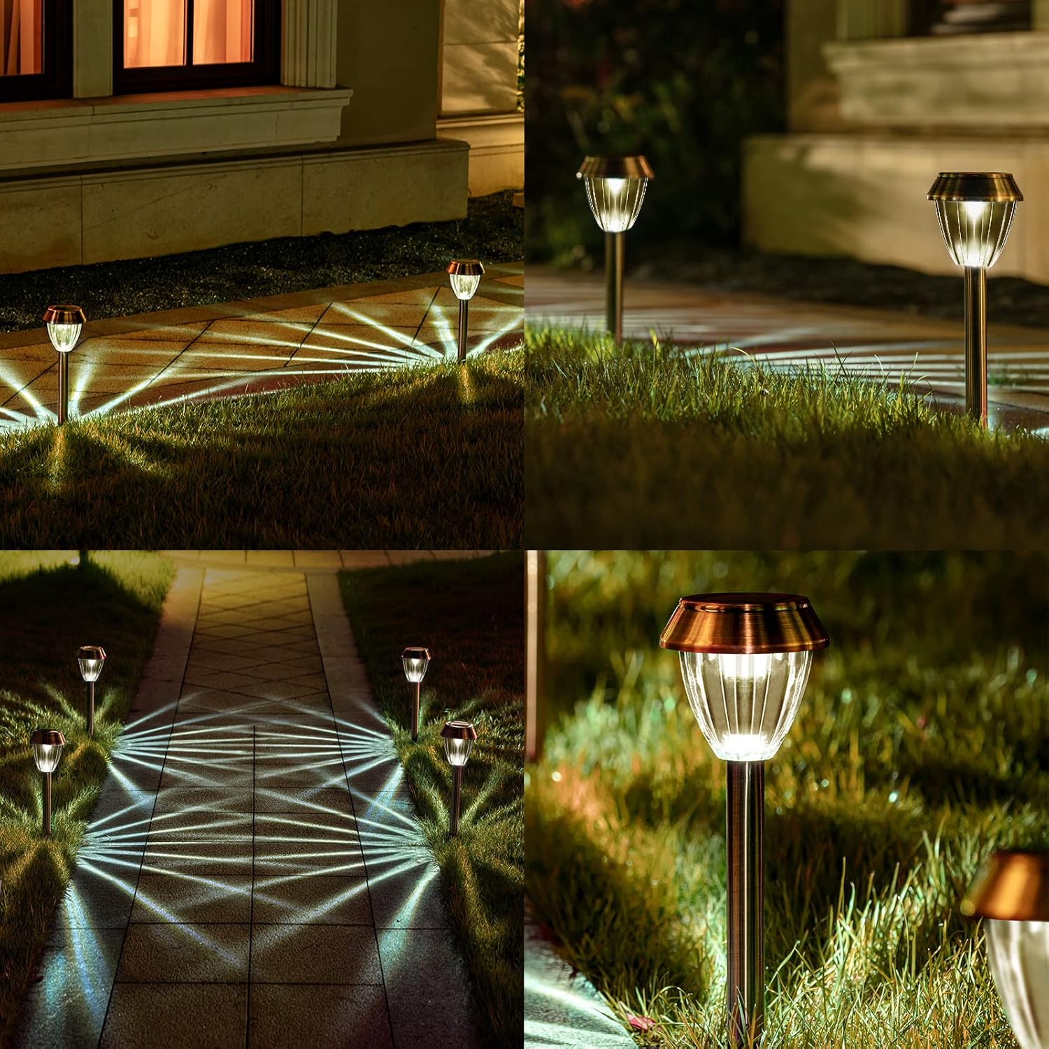 SOLATINO Luces solares para caminos al aire libre, impermeables, paquete de 6 luces de jardín con energía solar, luces brillantes de hasta 12 horas,