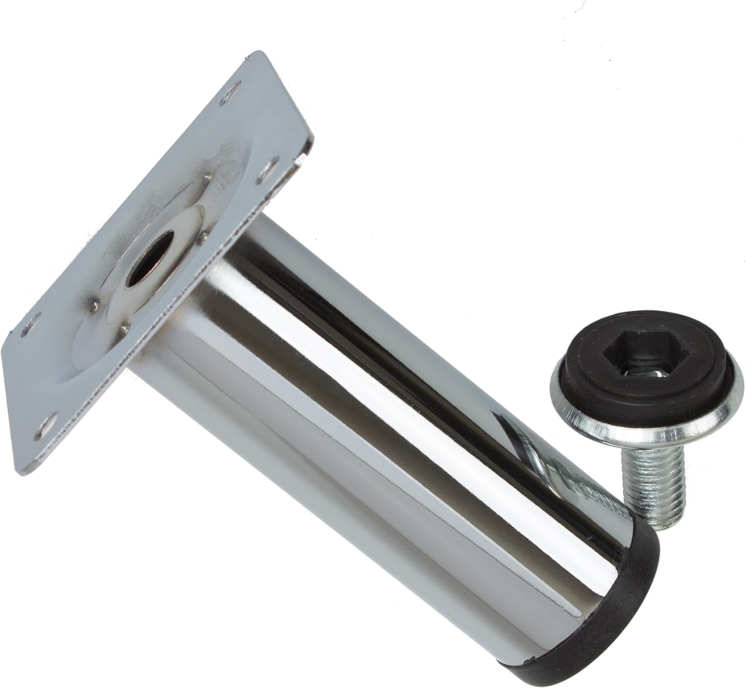 GlideRite Hardware Patas de acero para muebles de 4 pulgadas con tornillo nivelador cromado pulido, paquete de (4)