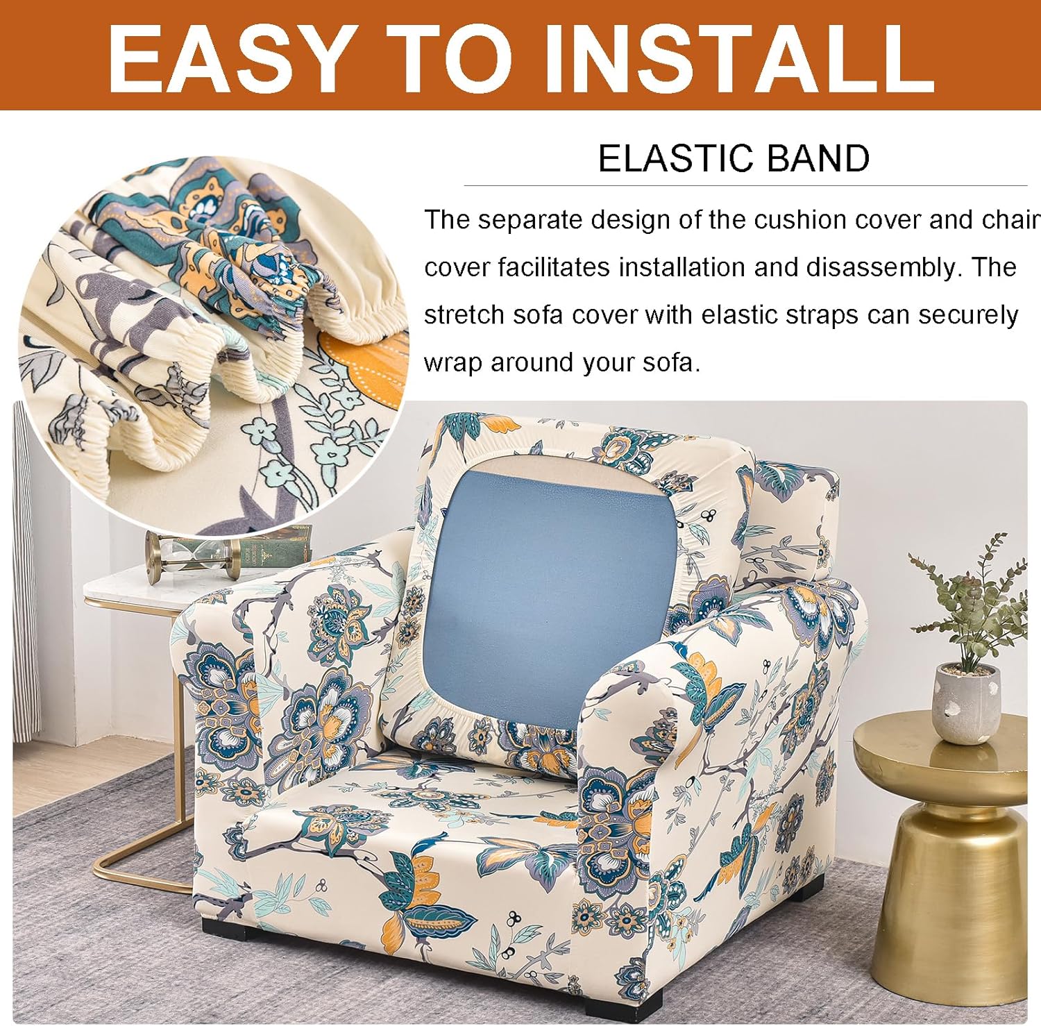 HAOYONG Funda para sillón, 2 piezas, fundas de elastano de alta elasticidad, funda para sillón de 1 plaza, funda antideslizante y lavable para sala