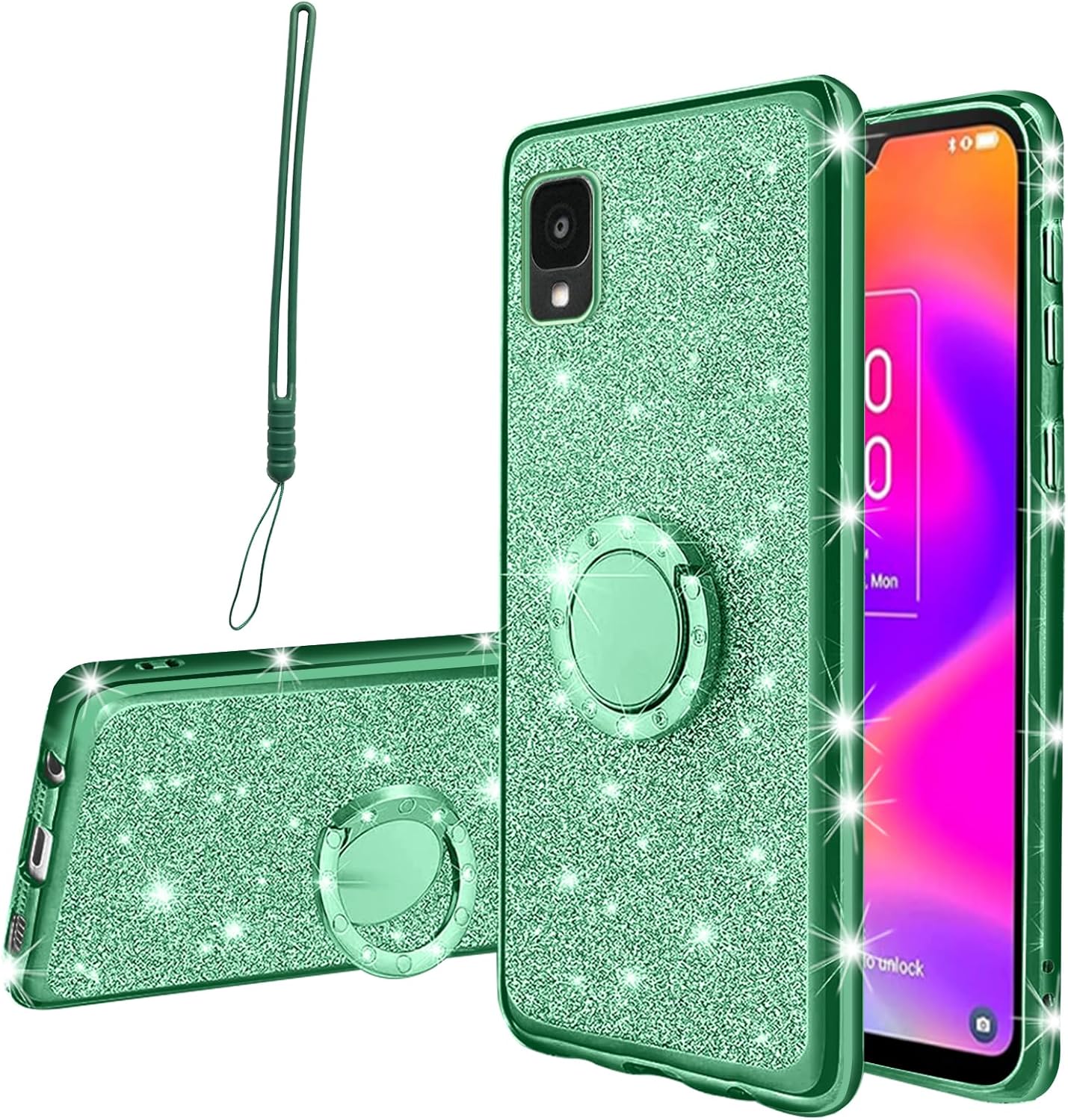KuDiNi Funda para Alcatel TCL 30 Z T602DL, TCL 30 LE para mujer, con purpurina, suave, elegante, transparente, TPU de lujo, linda funda protectora