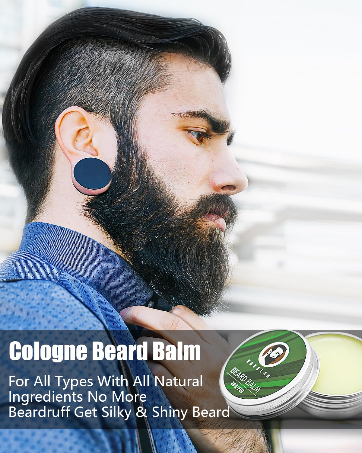 Regalos de San Valentín para él, regalos para hombres, kit de cuidado de la barba para hombres con bálsamo de aceite para barba, acondicionador de