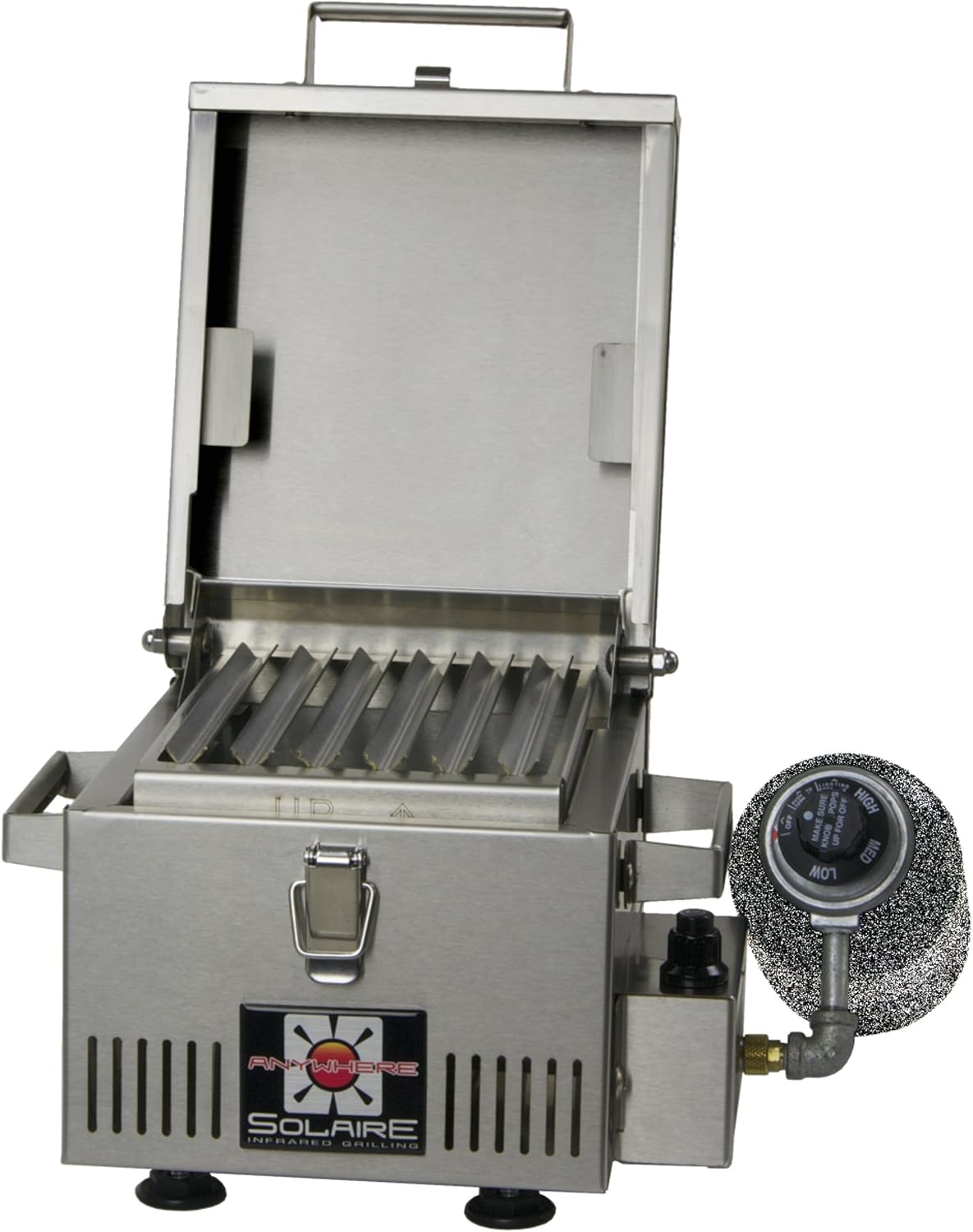 Solaire SOL-IR8A Anywhere Mini Parrilla de gas propano infrarrojo personal, acero inoxidable