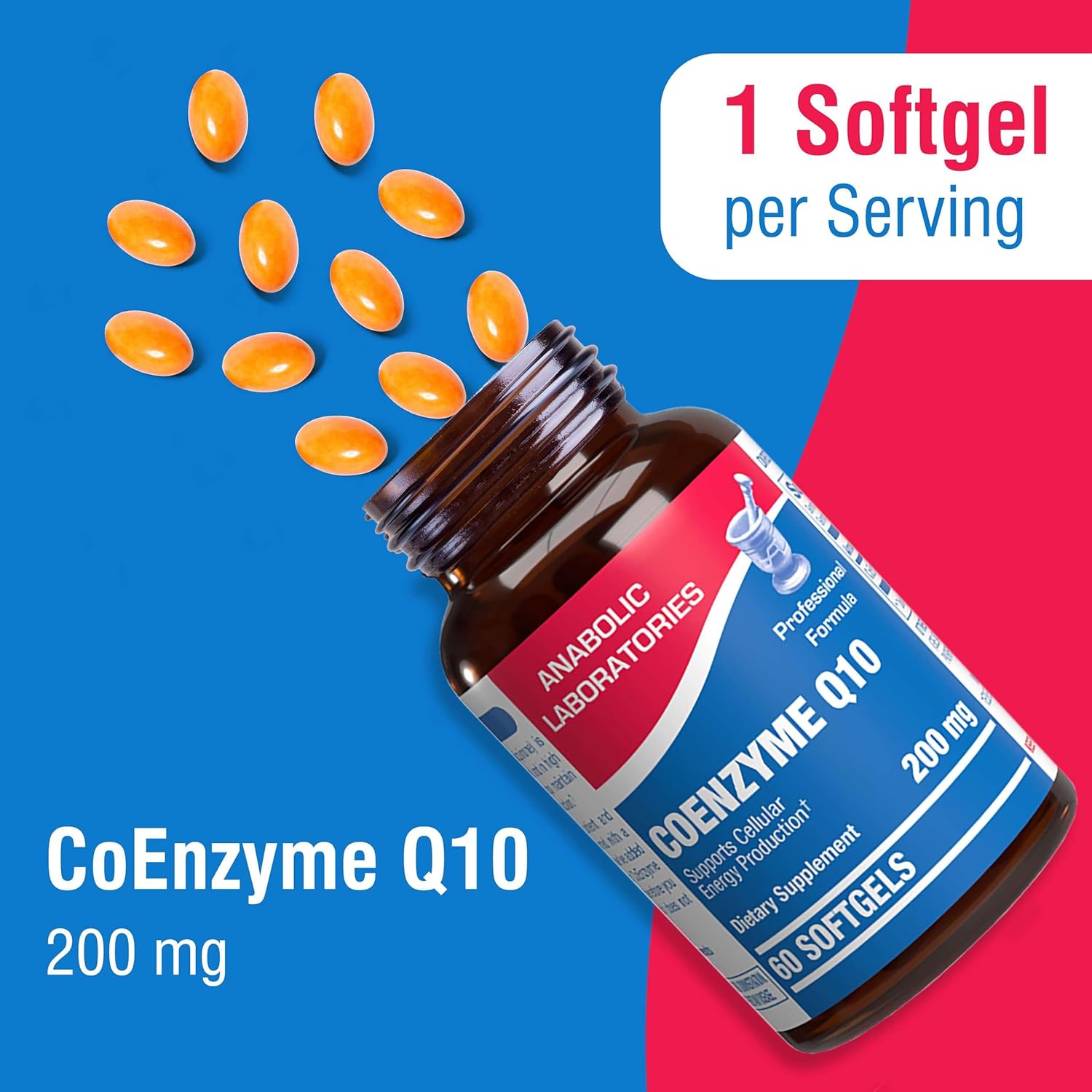 Anabolic Laboratories Cápsulas blandas CoQ10 de 200 mg – 30 suplementos de coenzima Q10 – CoQ10 para fertilidad, corazón, piel, pulmón y salud