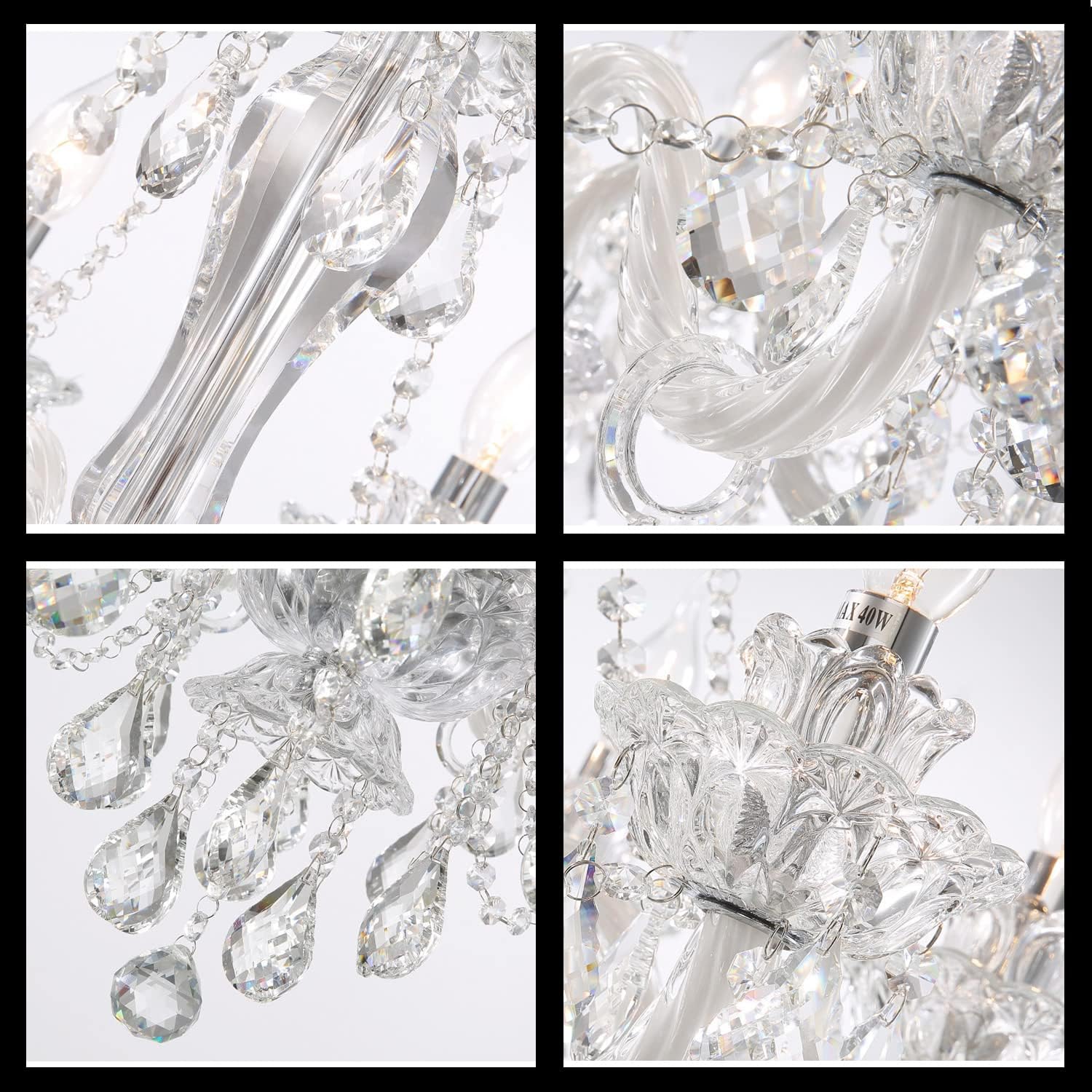 Durahonn Candelabro de cristal K9, 10 luces E12, lámpara colgante de cristal para comedor, sala de estar, dormitorio, luces de techo de cristal de
