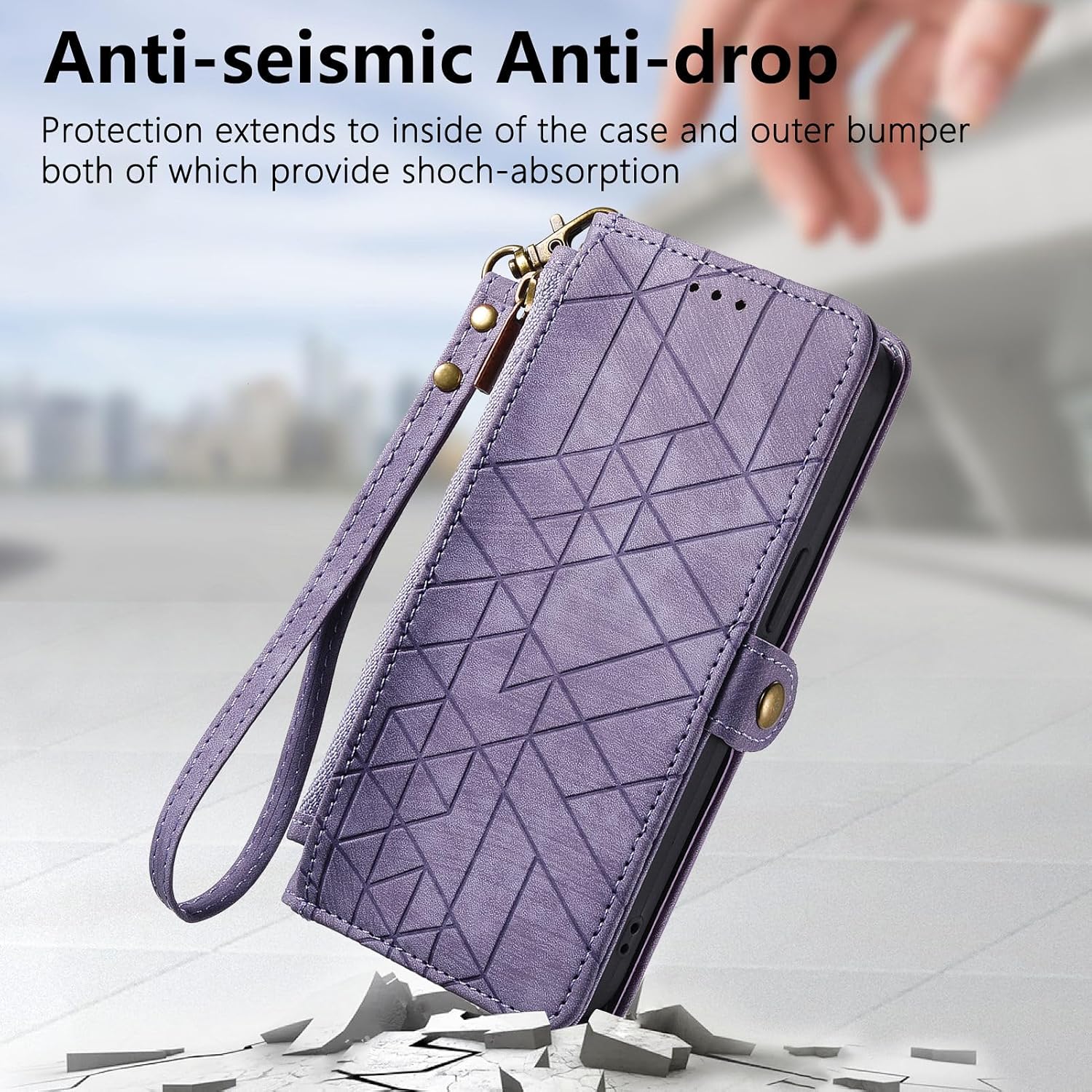 Asuwish Funda de teléfono para Samsung Galaxy S21 Plus S21+ 5G Funda tipo cartera con protector de pantalla de vidrio templado y cremallera