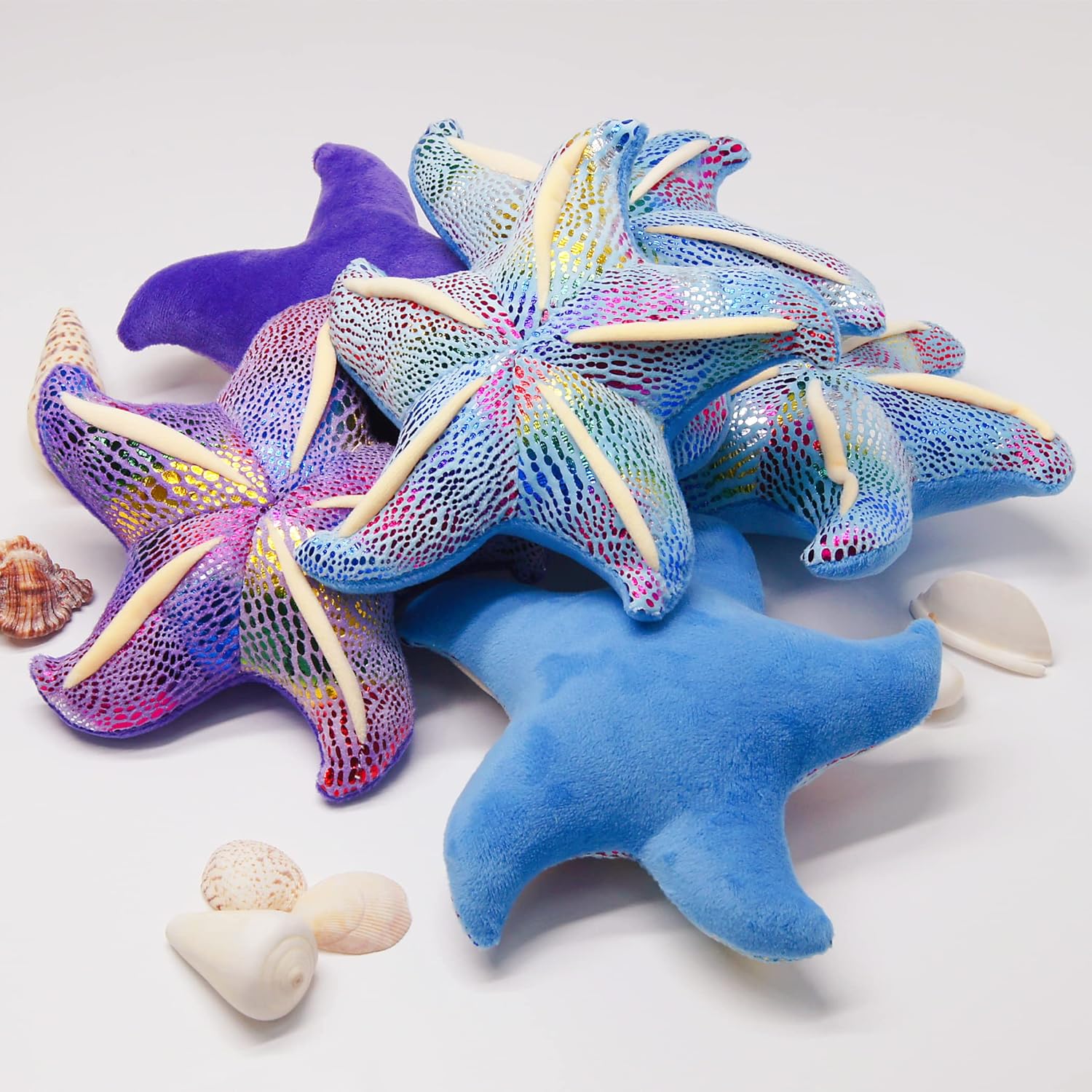 Juguete de peluche de estrella de mar, animales marinos, animales marinos, linda decoración de habitación de playa y océano costero (morado, 7.87