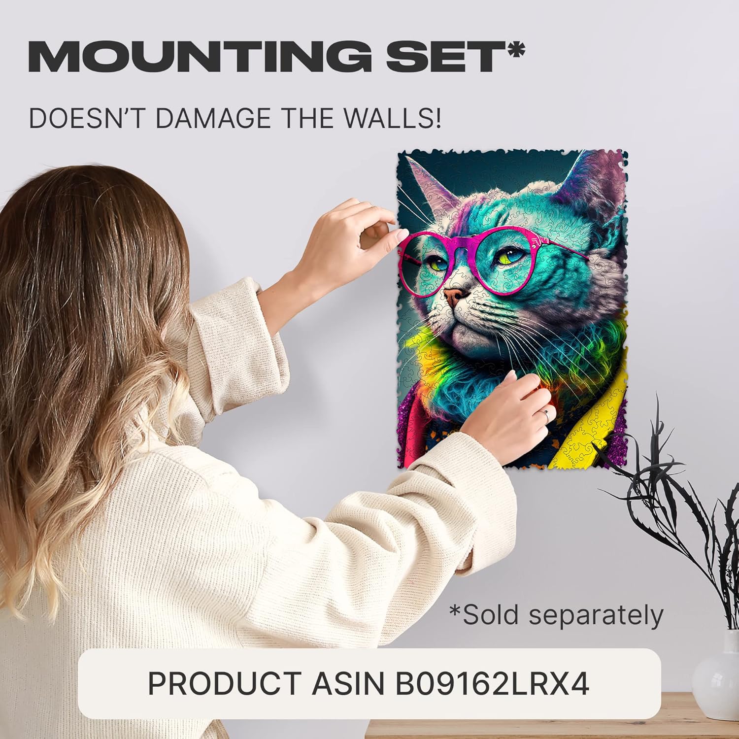 UNIDRAGON Rompecabezas de madera originales  Colección Pop Art Glow Up  Criticat  Rompecabezas de gato de 250 piezas, hermoso paquete de regalo,