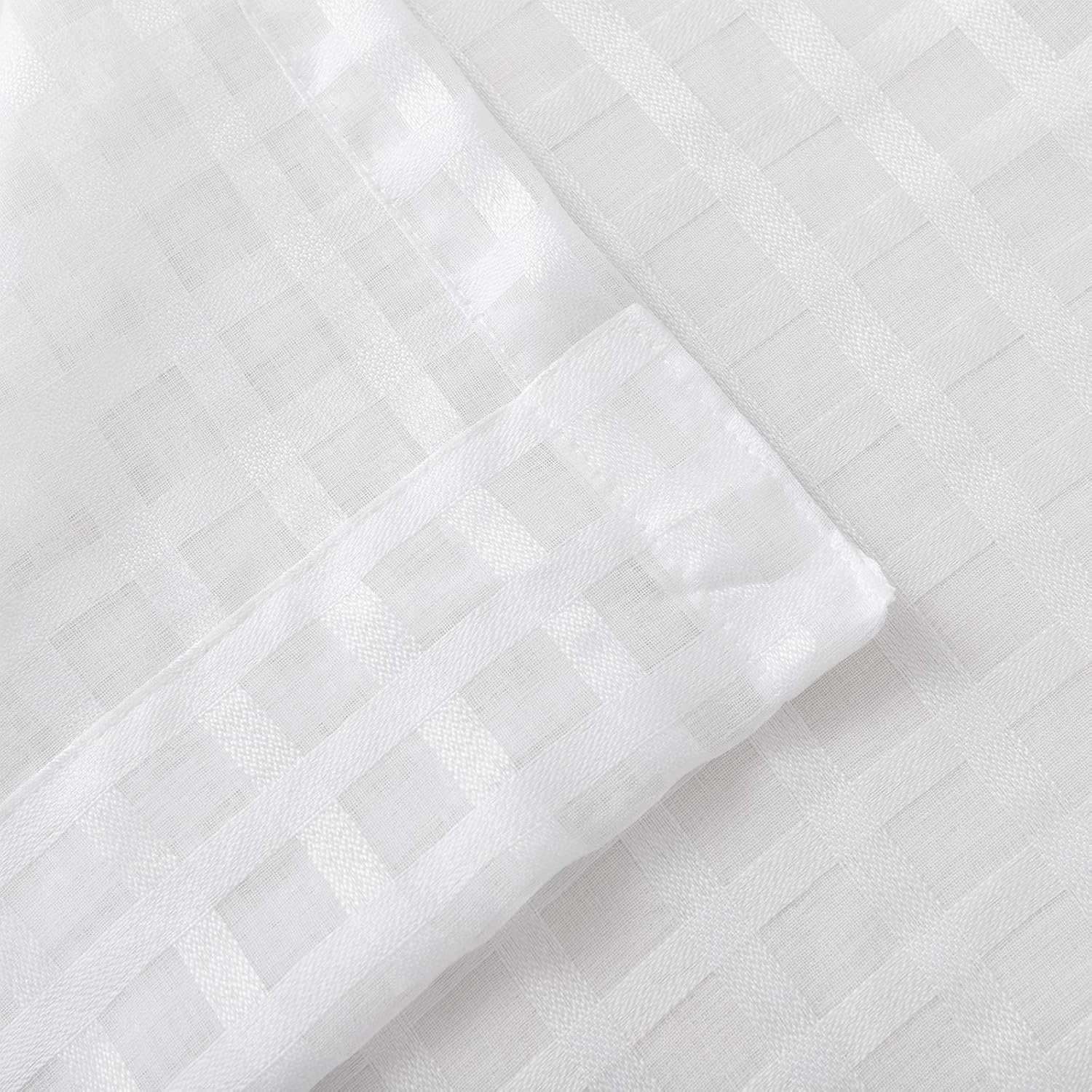 Melodieux Cortinas traslúcidas blancas con textura de algodón de 96 pulgadas de largo para sala de estar, cortinas de gasa con bolsillo para barra,