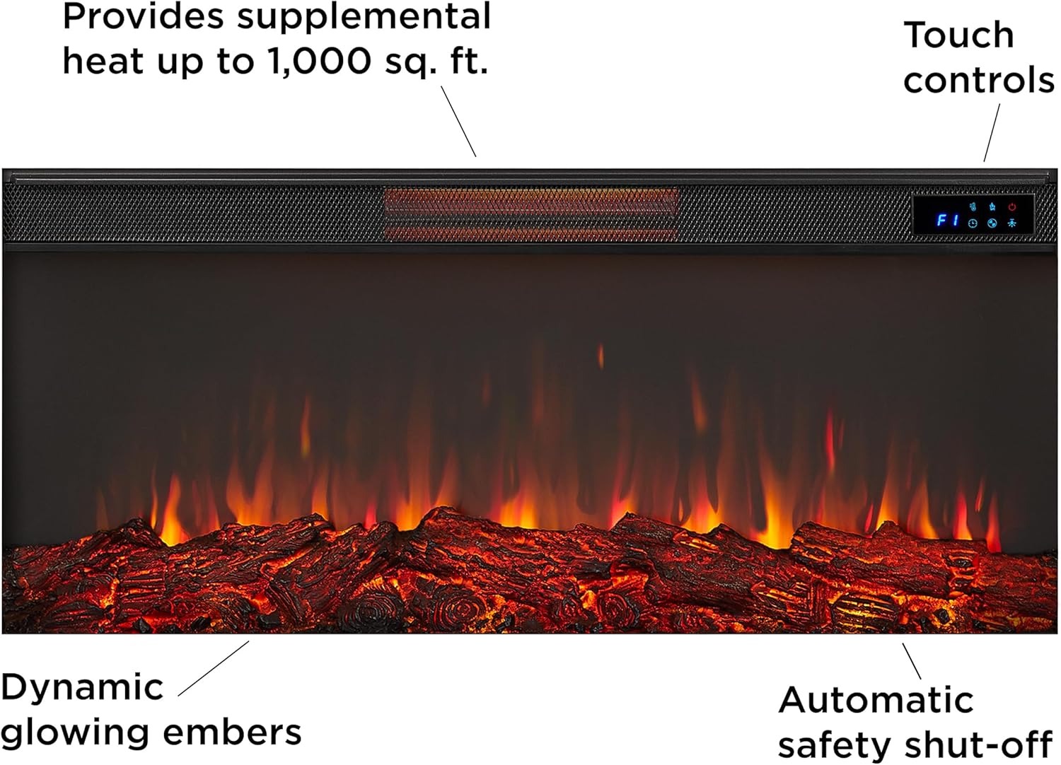 Malie – Soporte para TV con chimenea eléctrica de 68 pulgadas, color gris veneciano Real Flame