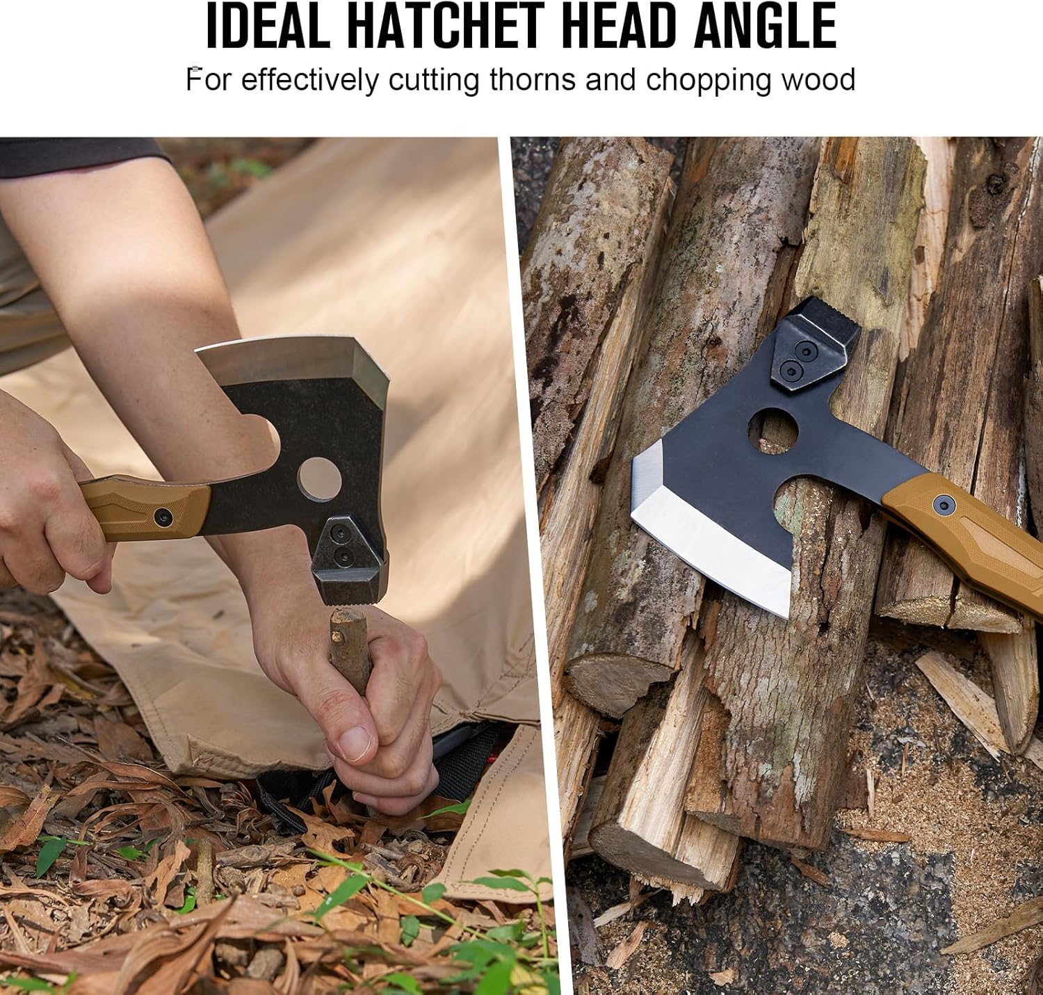 OKNIFE Otacle – Hacha multifuncional A1, resistente, espiga completa, hacha 4 en 1, cómoda, agarre antideslizante con funda Kydex duradera