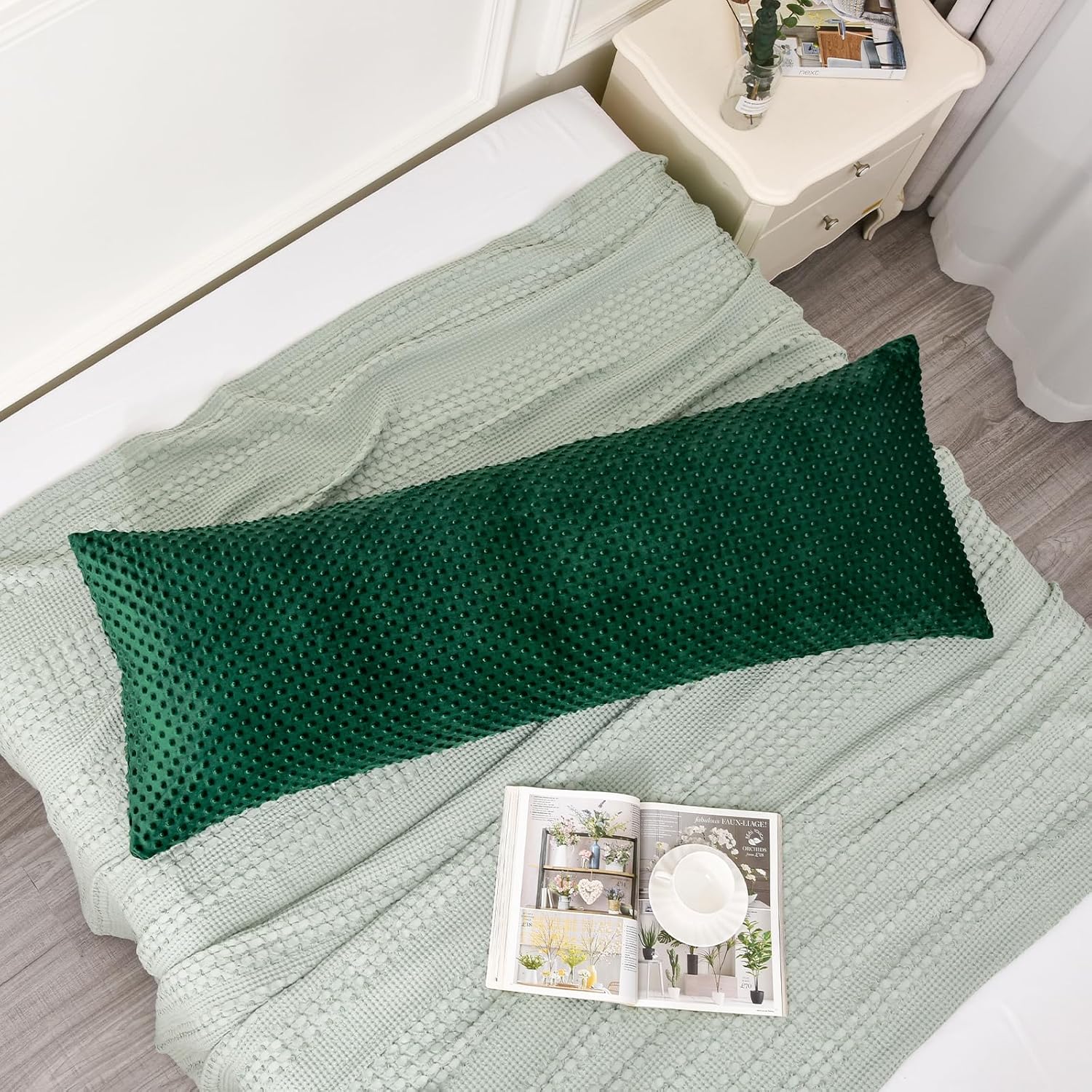 PHF Minky Dot – Funda de almohada corporal de 20 x 54 pulgadas, suave y acogedora funda de almohada corporal de terciopelo real, sin relleno, 1