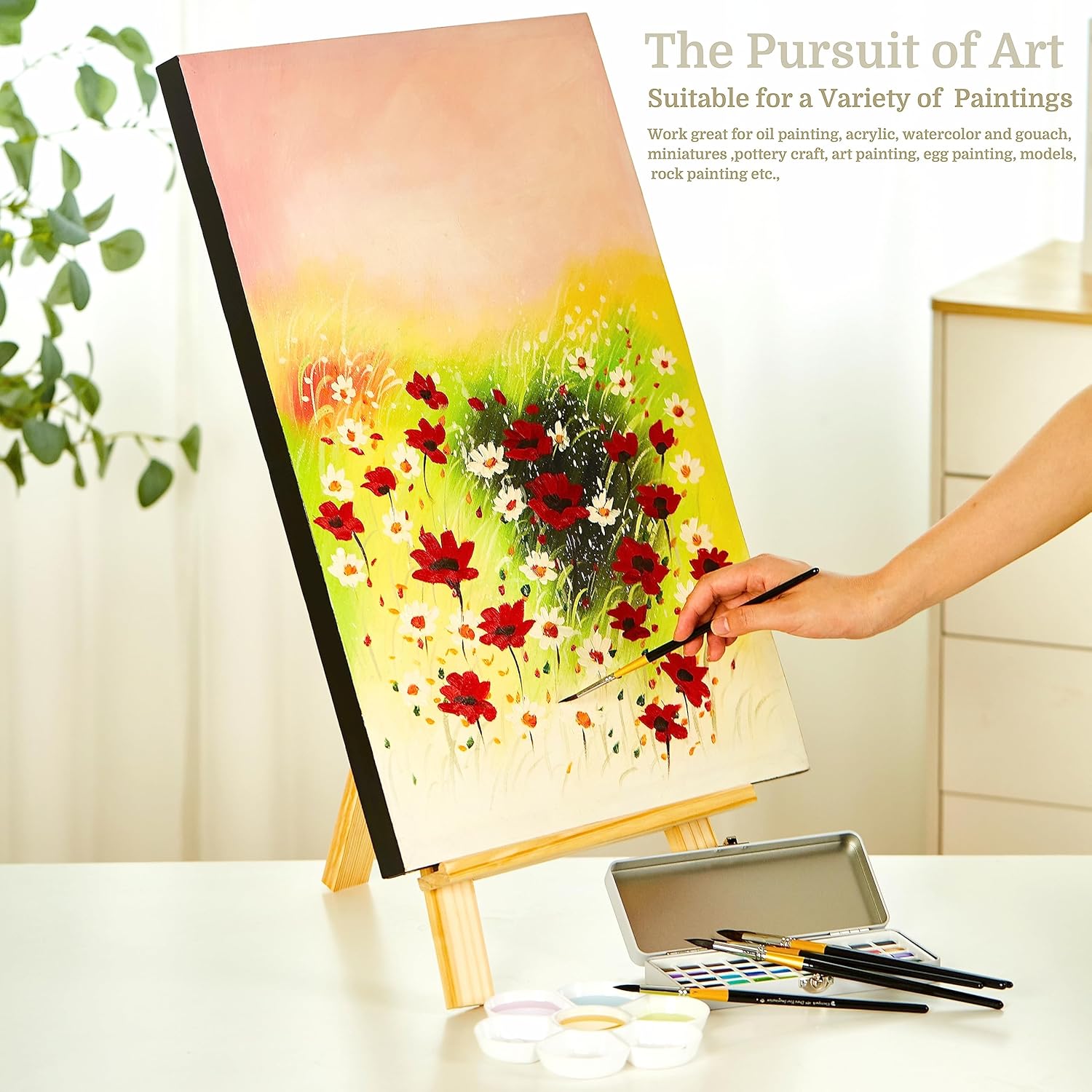 Electspark – Pinceles de acuarela profesionales para pintura de cerdas de ardilla sintética, juego de 6 pinceles puntiagudos para artistas, adultos,