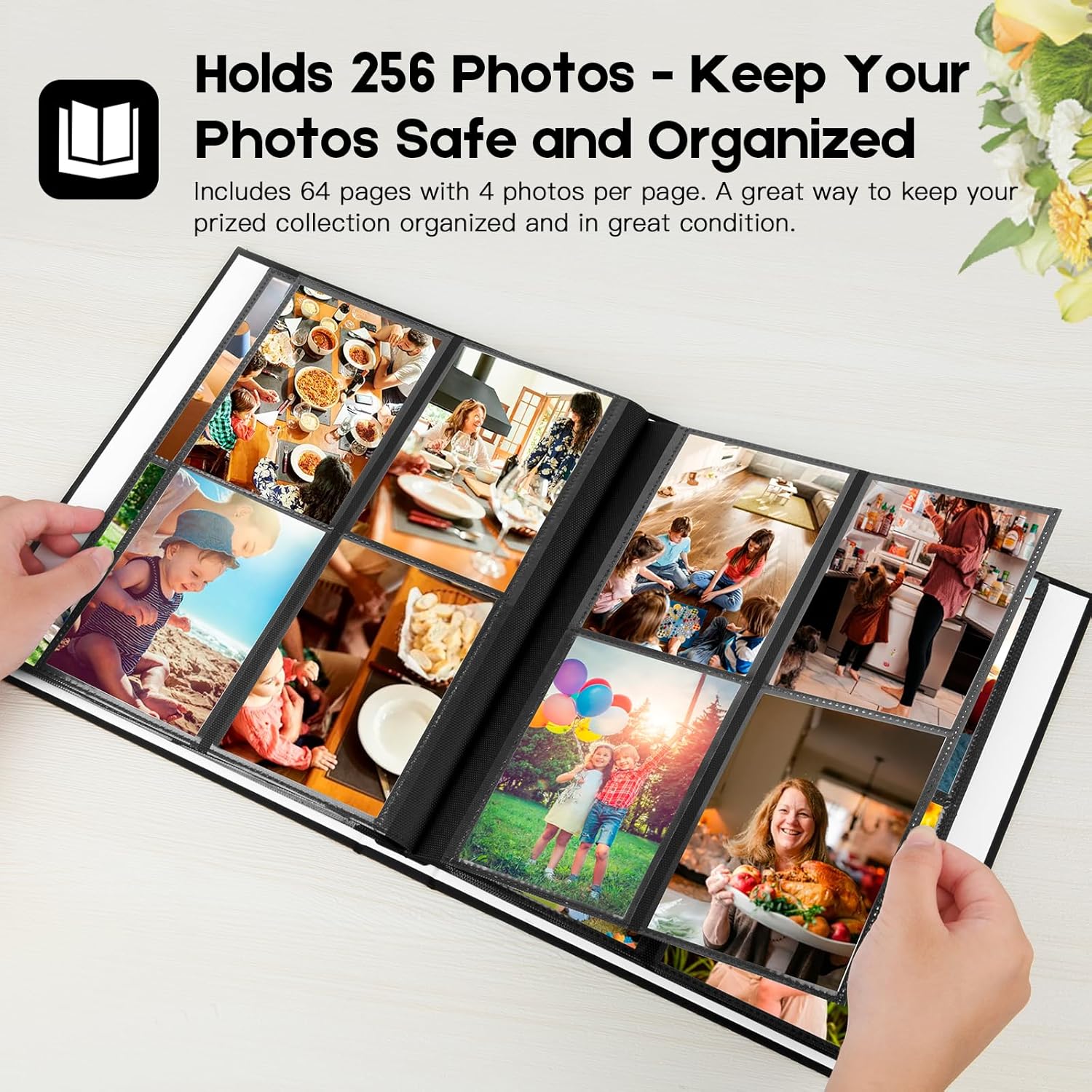 Álbum de fotos de 3.5 x 5 pulgadas, álbum de fotos de 3.5 x 5 pulgadas con capacidad para 256 fotos, cubierta de lino, libro de fotos de 3 x 5 con