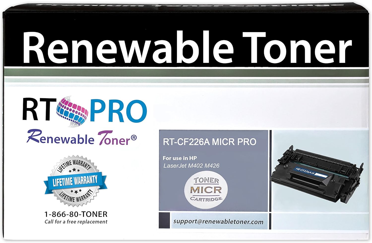 Renewable Toner PRO – Cartucho de tóner compatible MICR para HP 26A CF226A para Laserjet Pro M402 MFP M426