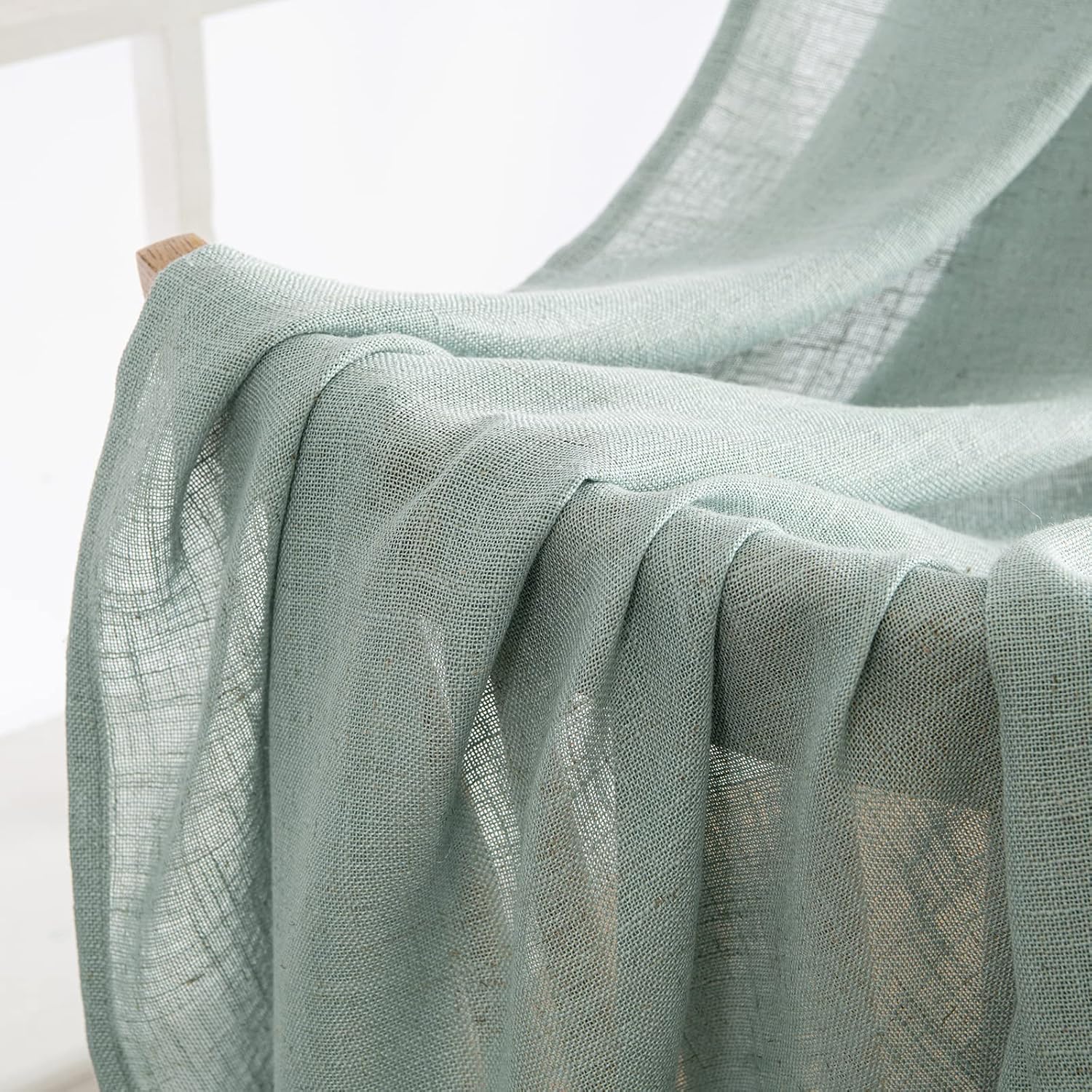 MIULEE – Cortinas semitraslúcidas suaves y gruesas con textura de lino para habitación y sala de estar, con trabilla trasera y bolsillo para