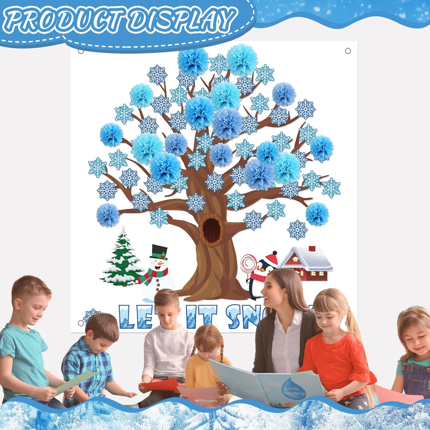 Buryeah Juego de 91 tablones de anuncios grandes en 3D de primavera para decoración de árbol de 47 x 46 pulgadas, fondo de árbol con pompones de