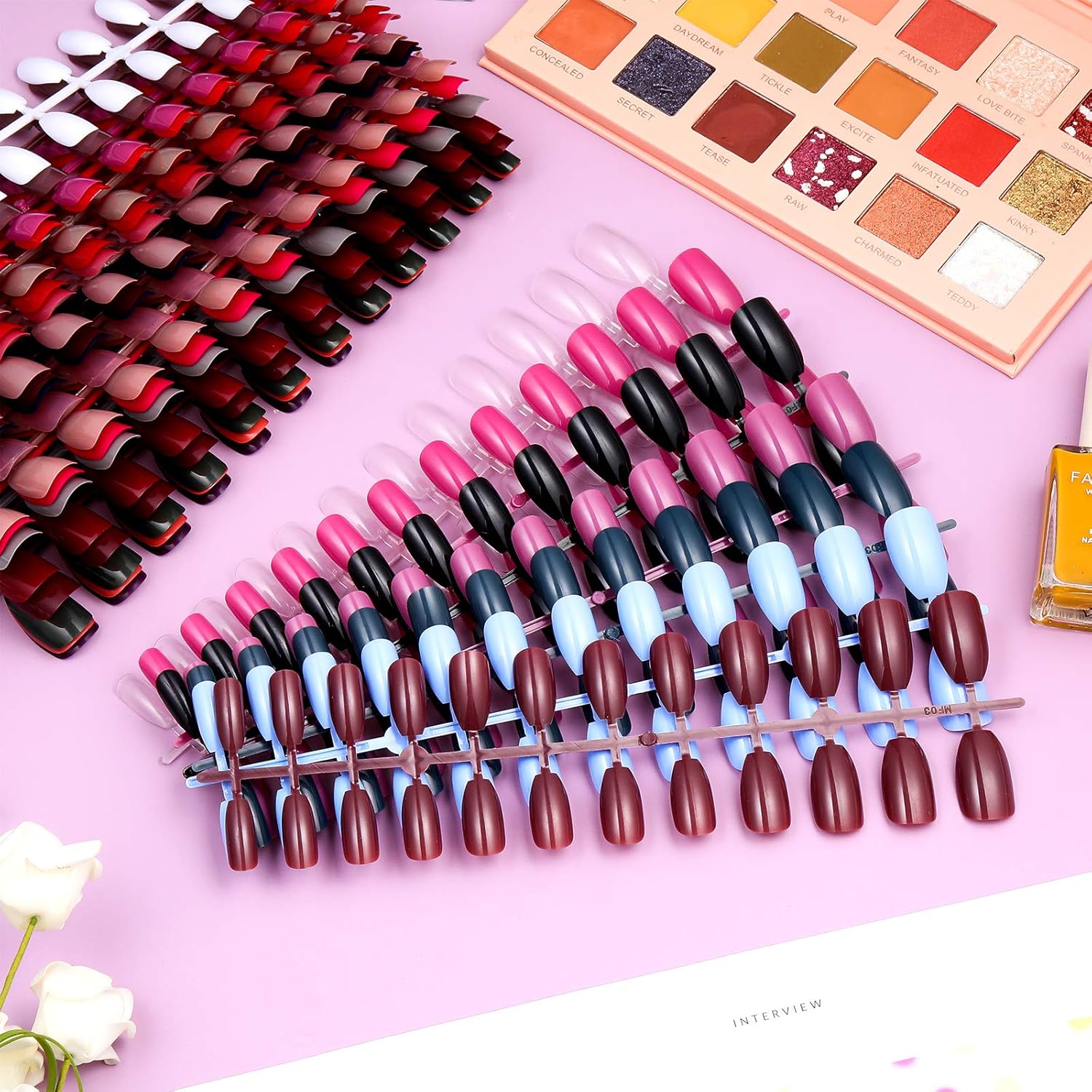 720 piezas de uñas postizas cortas, uñas postizas cuadradas medianas, uñas postizas artificiales de cobertura completa, uñas postizas a presión,