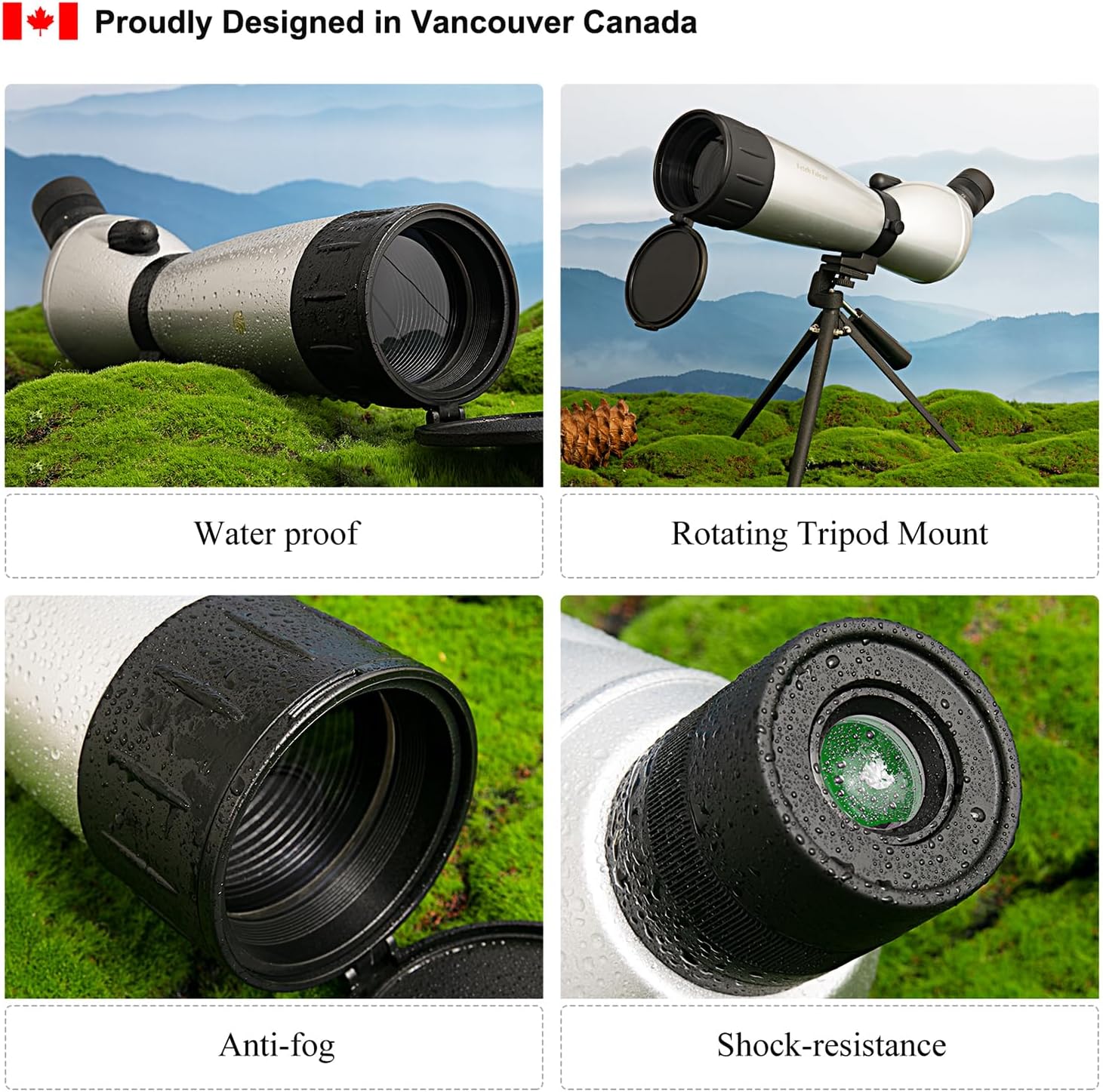 Fetch Falcon 25-75X75 FMC HD Spotting Scope (resistente al agua de largo alcance) con adaptador de teléfono trípode de metal y bolsa de transporte