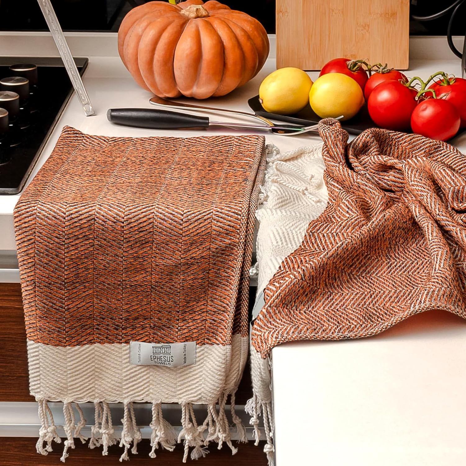EPHESUS TOWELS Juego de 2 toallas de mano, 18 x 30 pulgadas, algodón turco, toalla de mano turca en espiga para baño, cocina, invitados, cara,