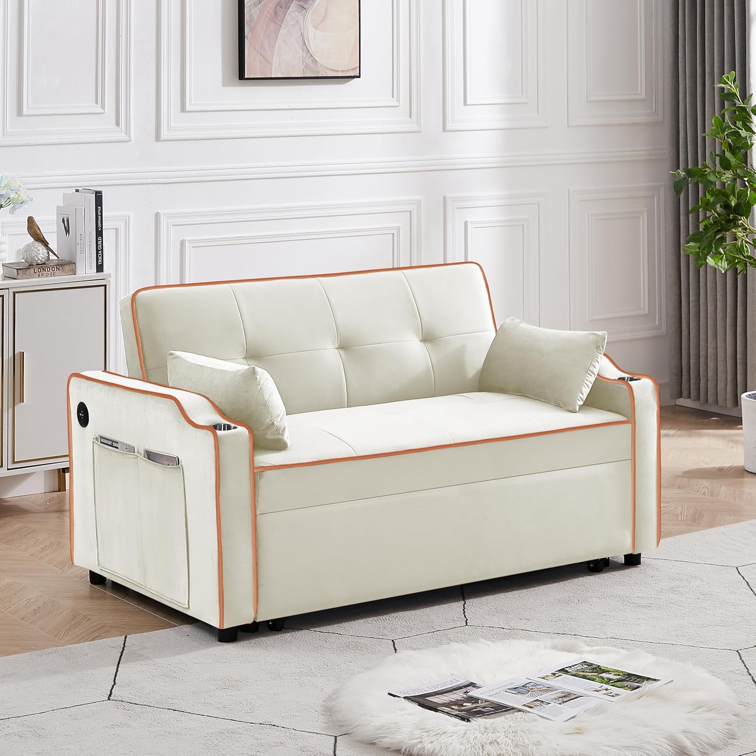 Futón 3 en 1 con sofá cama extraíble, sofá biplaza con respaldo reclinable, sofá convertible para dormir para el hogar, casa rodante, apartamento,