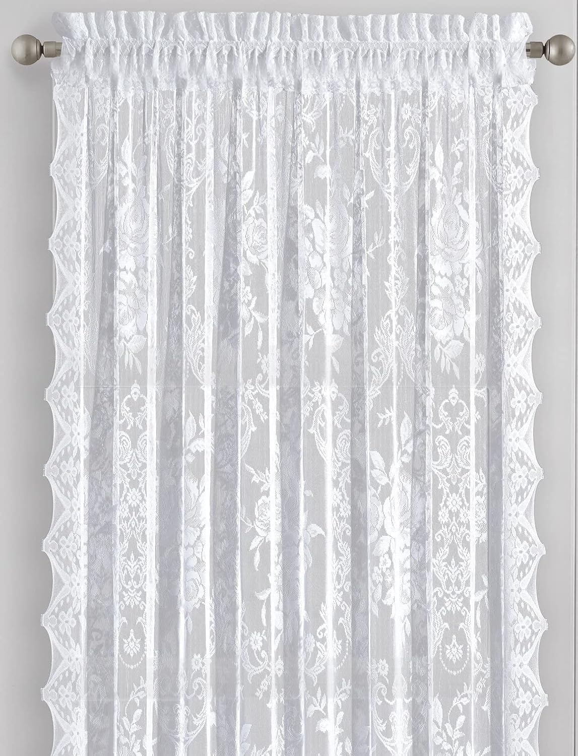 Cortinas de encaje blanco de 52 x 72 pulgadas para puerta francesa. Cortinas de encaje para puerta de privacidad, filtro de luz y decoración del
